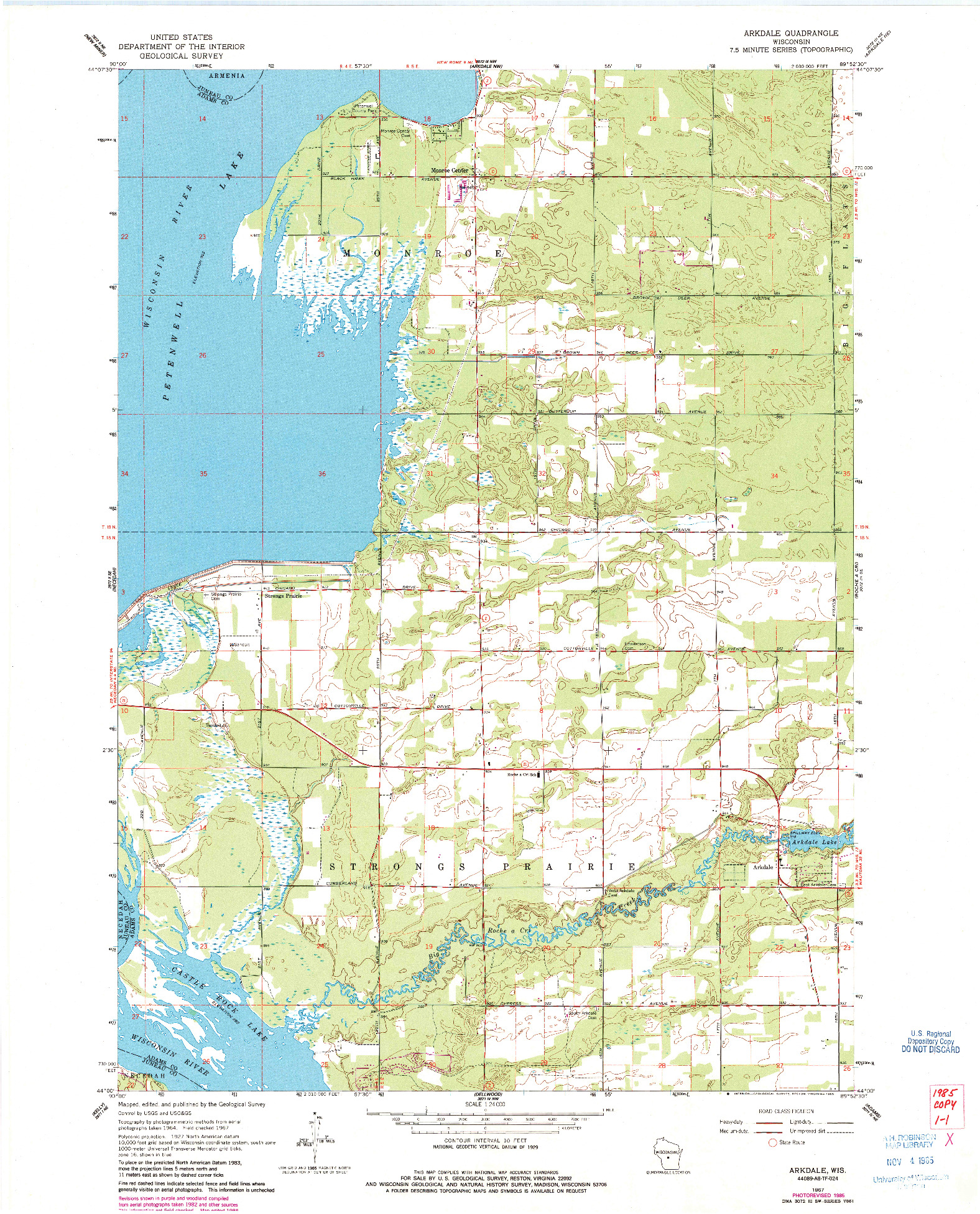 USGS 1:24000-SCALE QUADRANGLE FOR ARKDALE, WI 1967