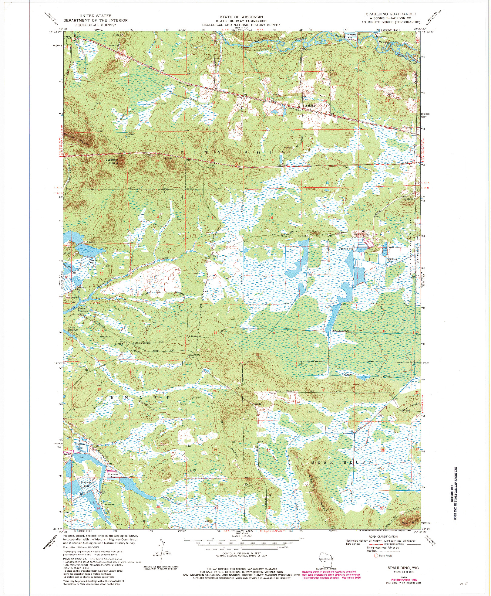 USGS 1:24000-SCALE QUADRANGLE FOR SPAULDING, WI 1970