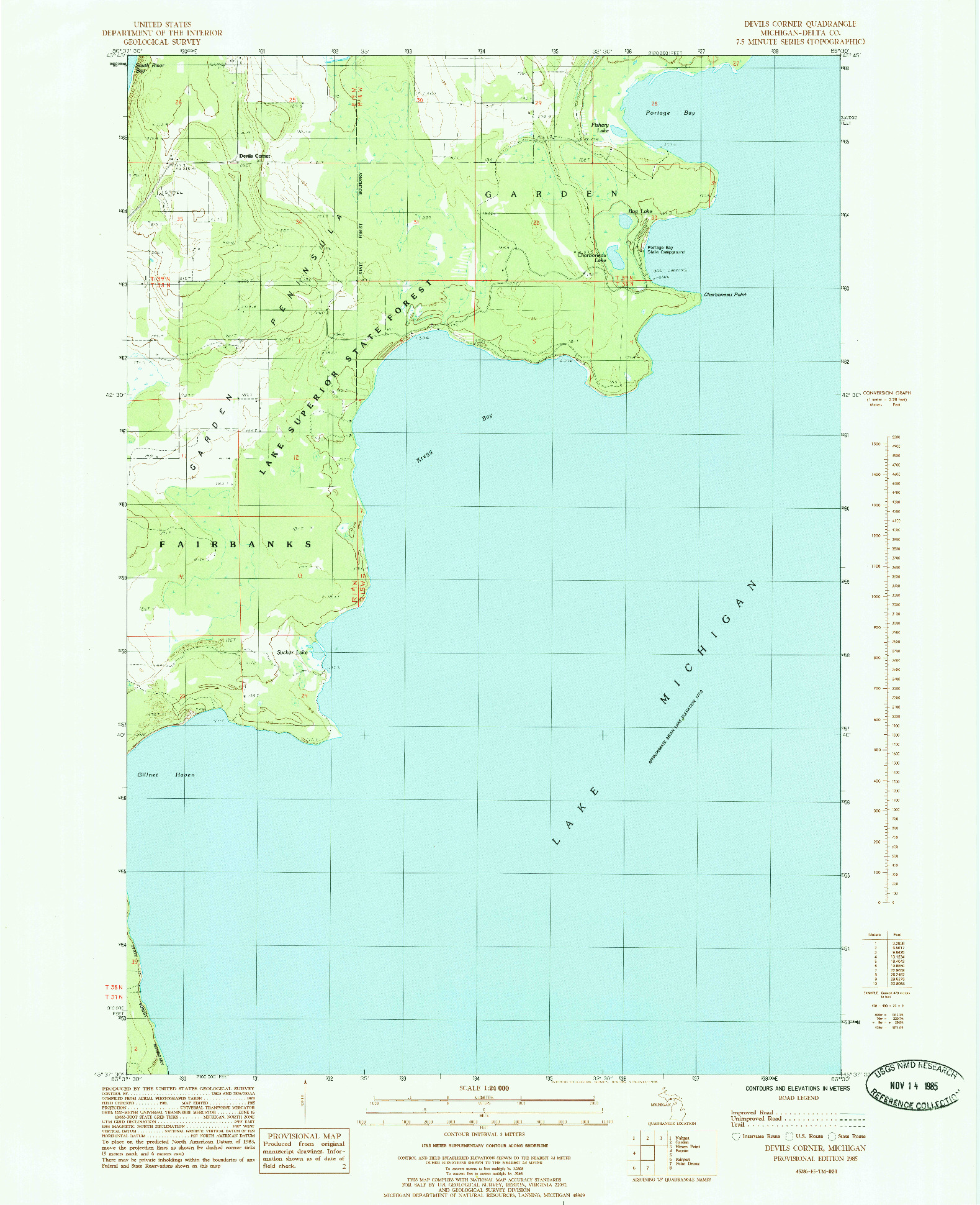 USGS 1:24000-SCALE QUADRANGLE FOR DEVILS CORNER, MI 1985