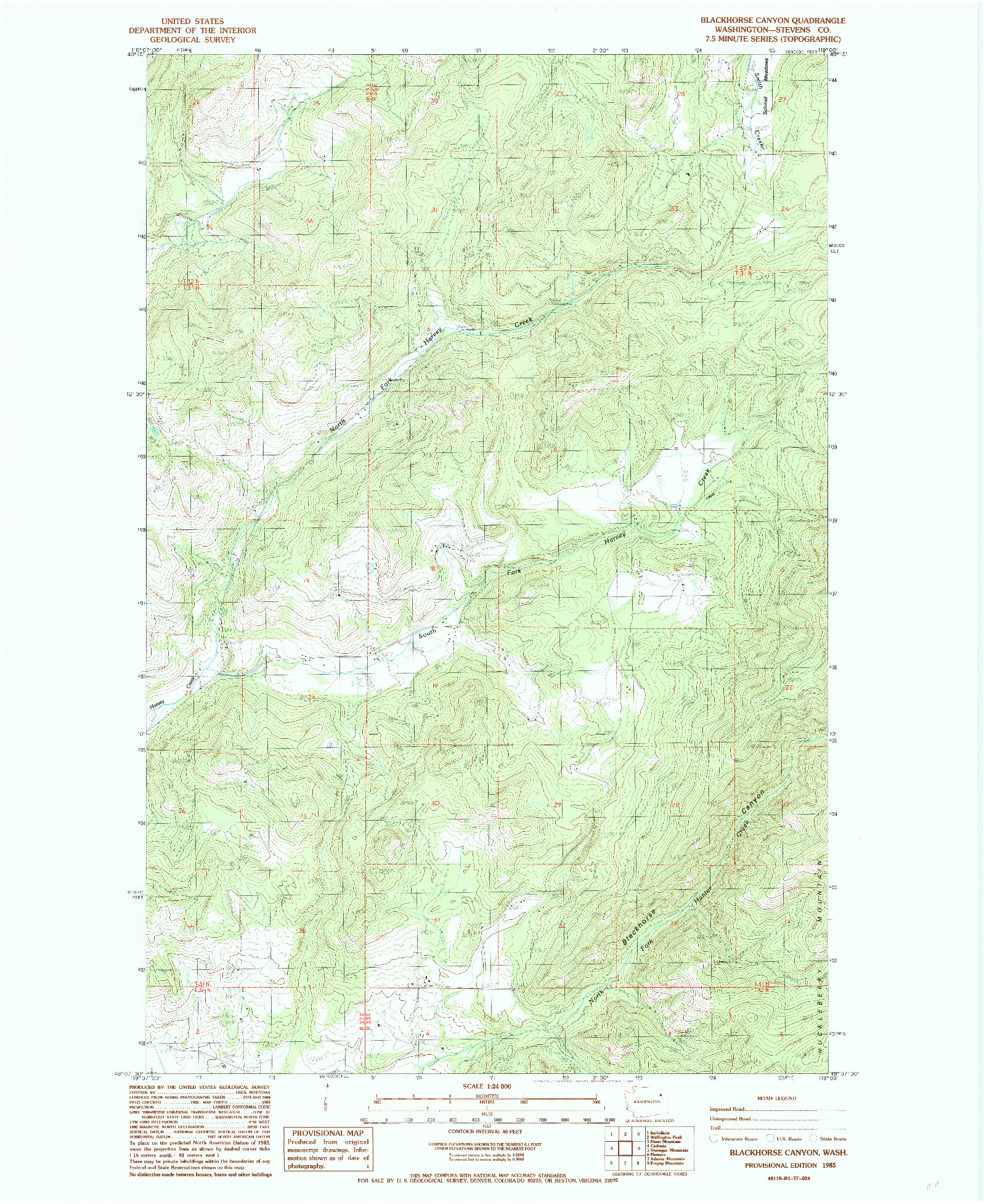 USGS 1:24000-SCALE QUADRANGLE FOR BLACKHORSE CANYON, WA 1985