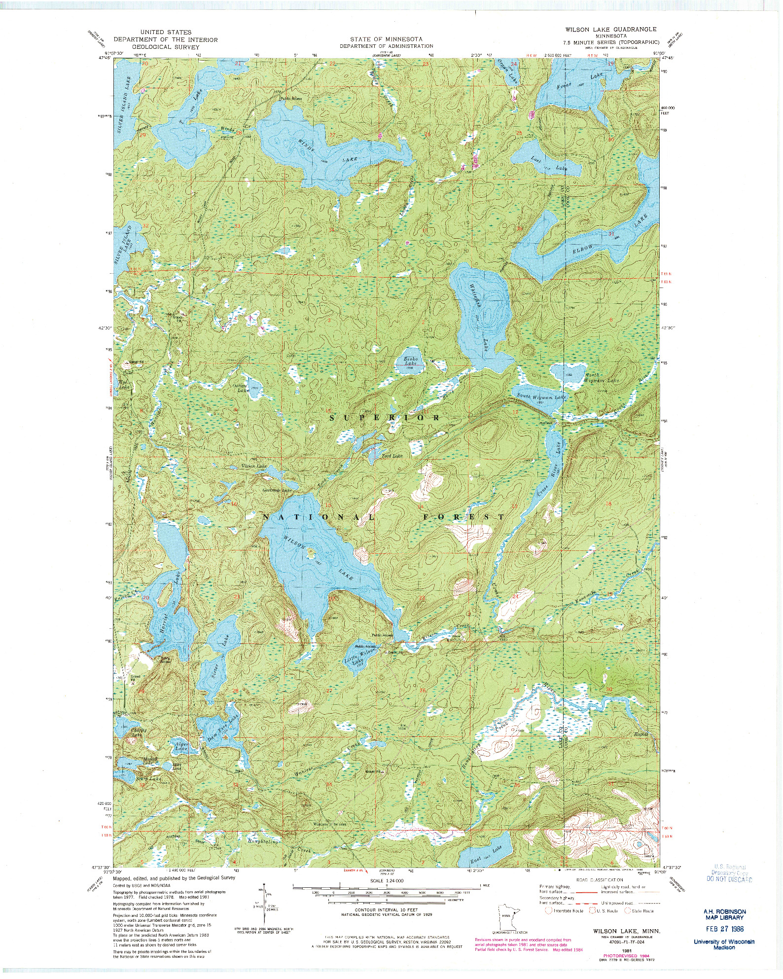 USGS 1:24000-SCALE QUADRANGLE FOR WILSON LAKE, MN 1981