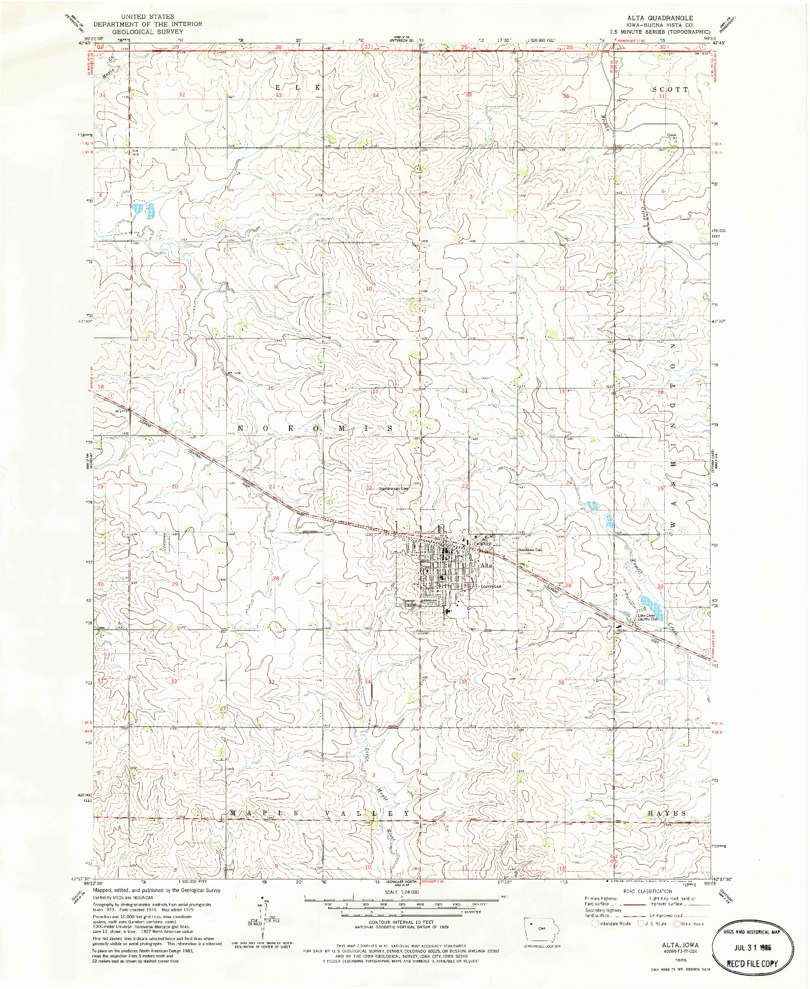 USGS 1:24000-SCALE QUADRANGLE FOR ALTA, IA 1979