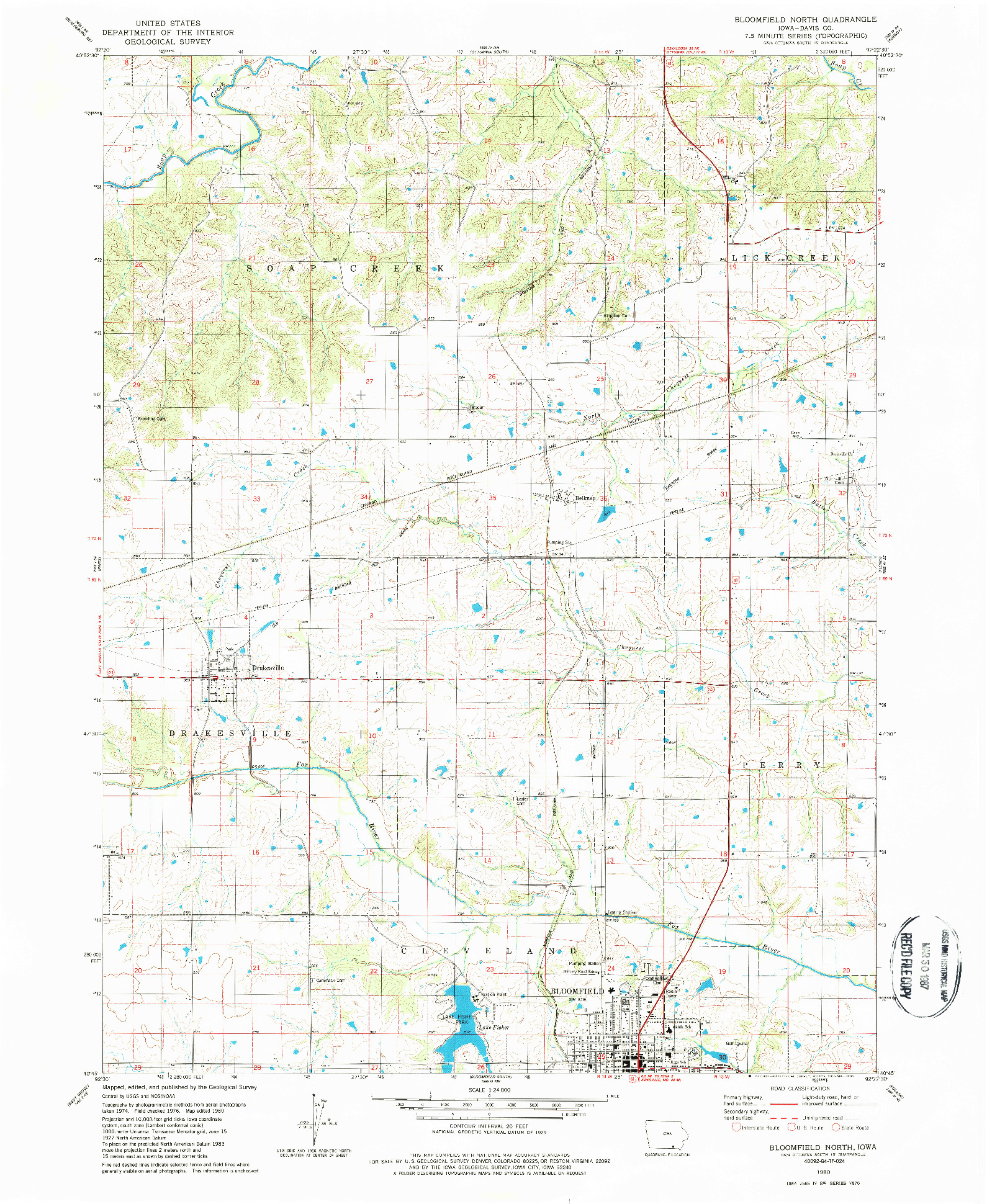 USGS 1:24000-SCALE QUADRANGLE FOR BLOOMFIELD NORTH, IA 1980