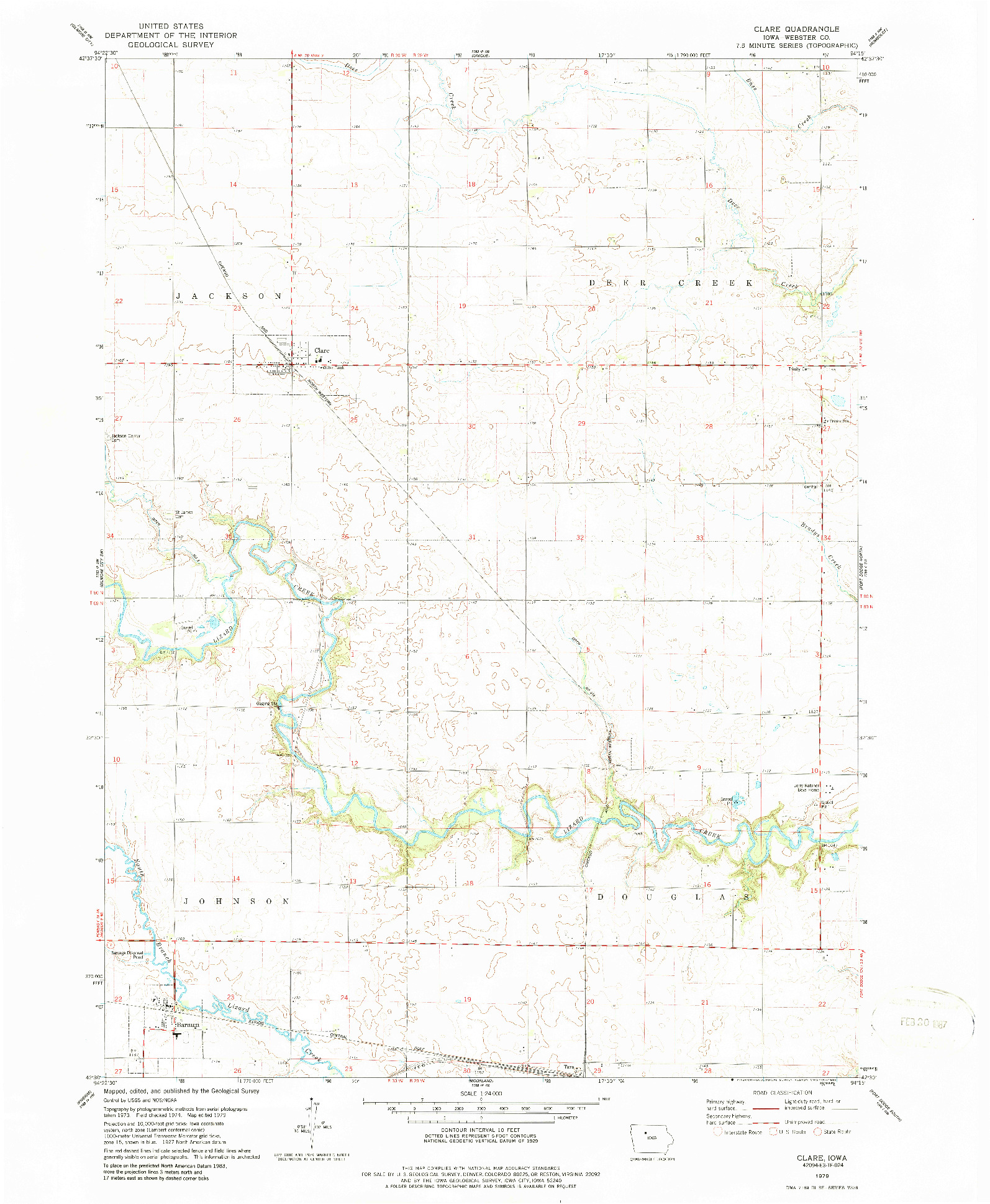 USGS 1:24000-SCALE QUADRANGLE FOR CLARE, IA 1979