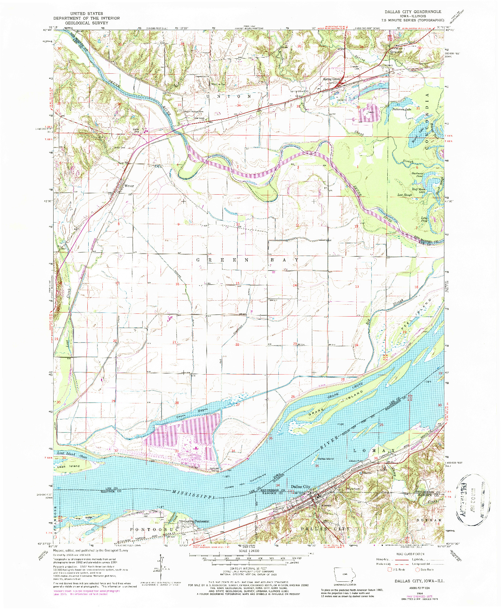 USGS 1:24000-SCALE QUADRANGLE FOR DALLAS CITY, IA 1964