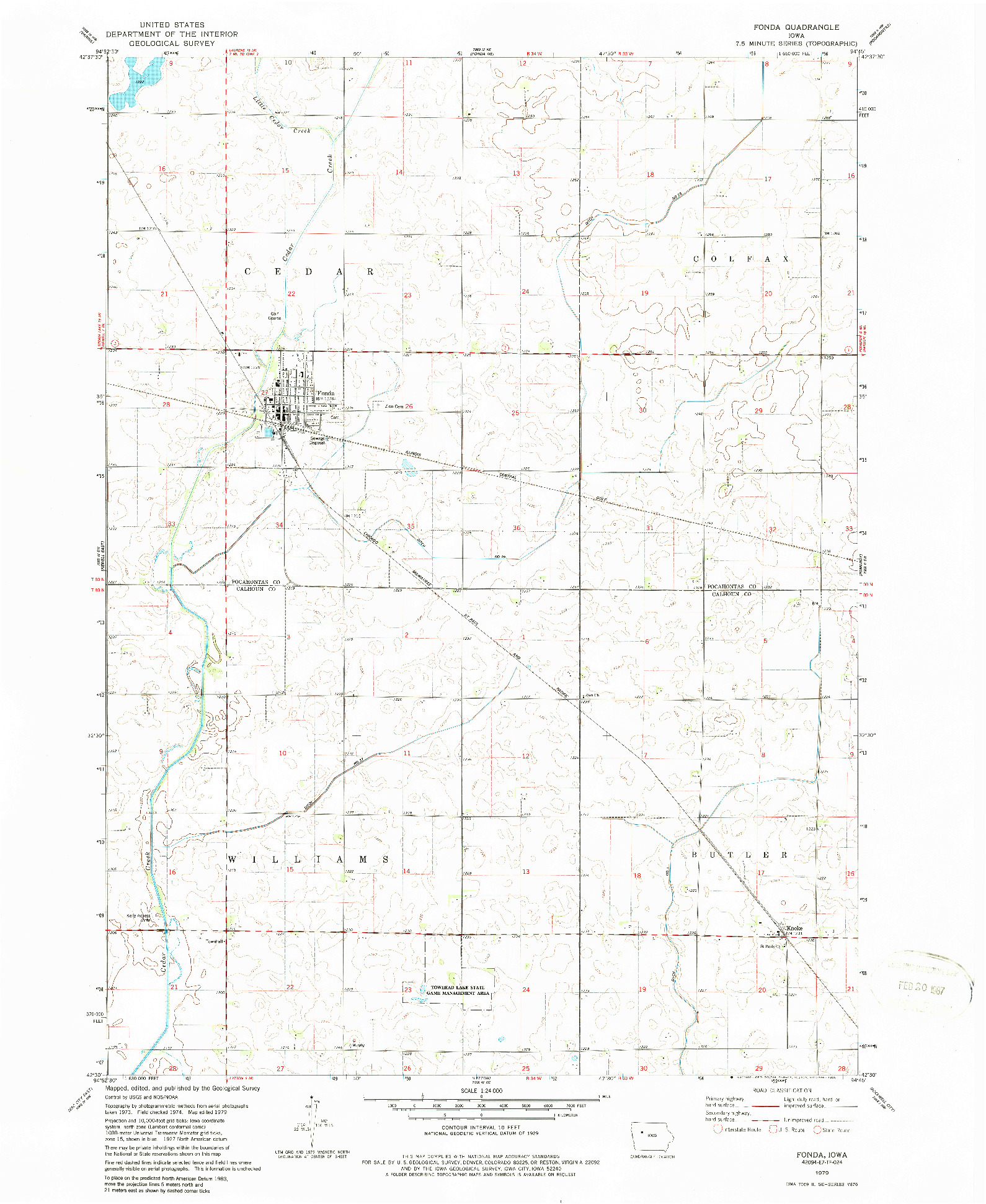 USGS 1:24000-SCALE QUADRANGLE FOR FONDA, IA 1979