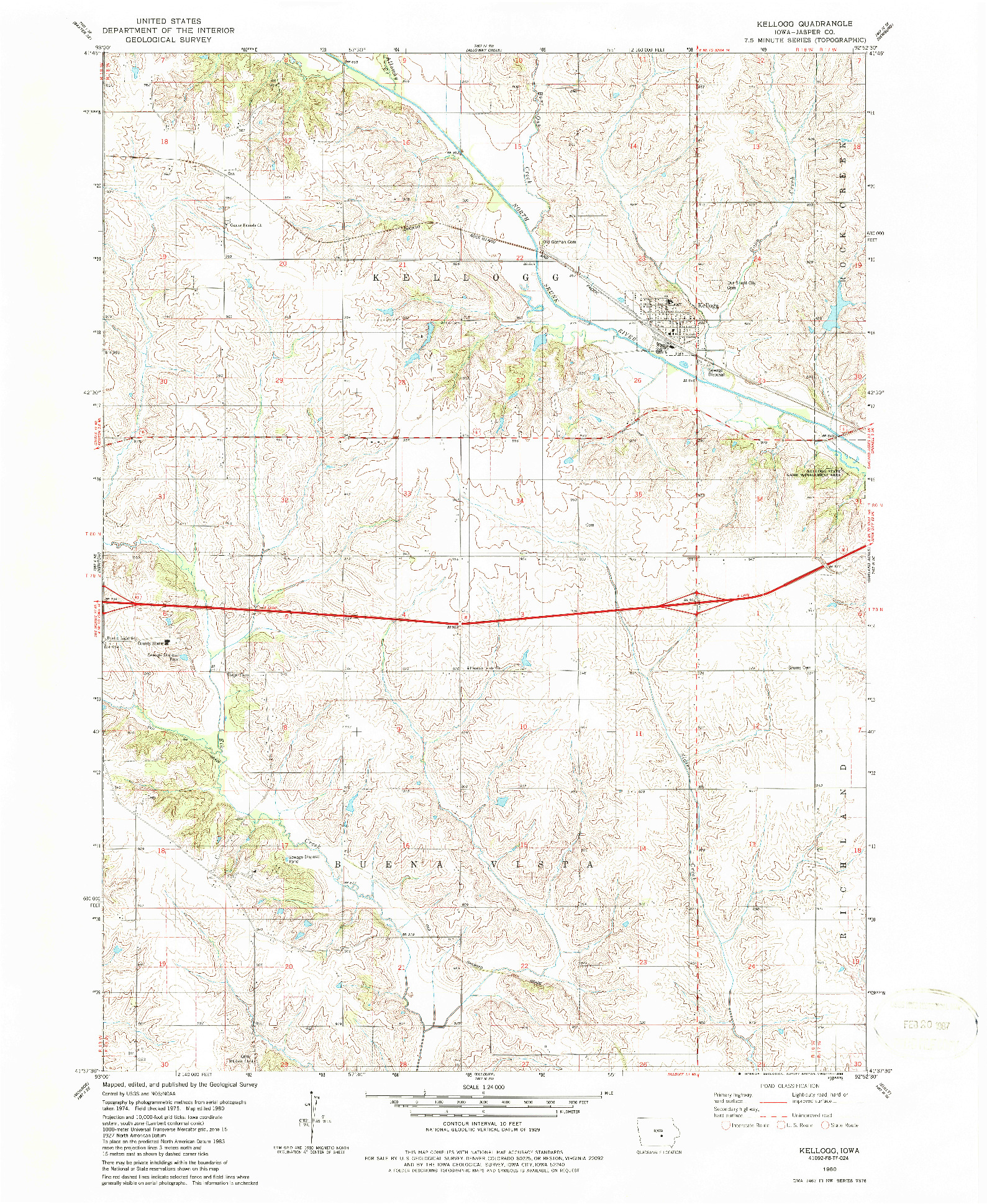 USGS 1:24000-SCALE QUADRANGLE FOR KELLOGG, IA 1980