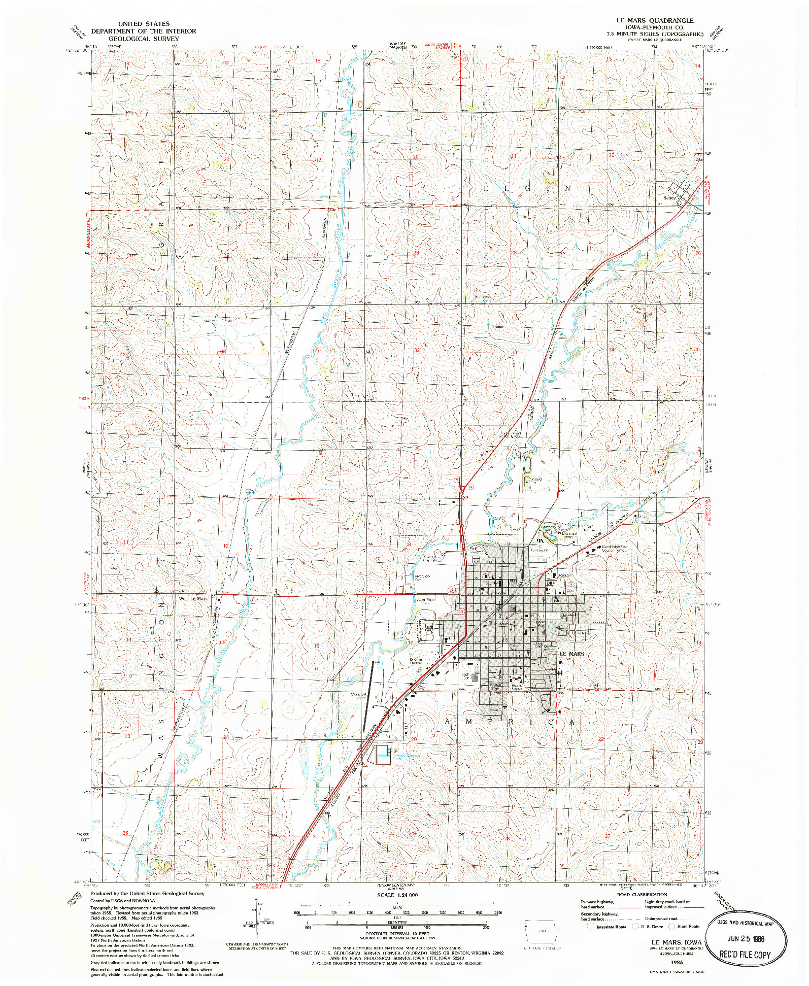 USGS 1:24000-SCALE QUADRANGLE FOR LE MARS, IA 1985