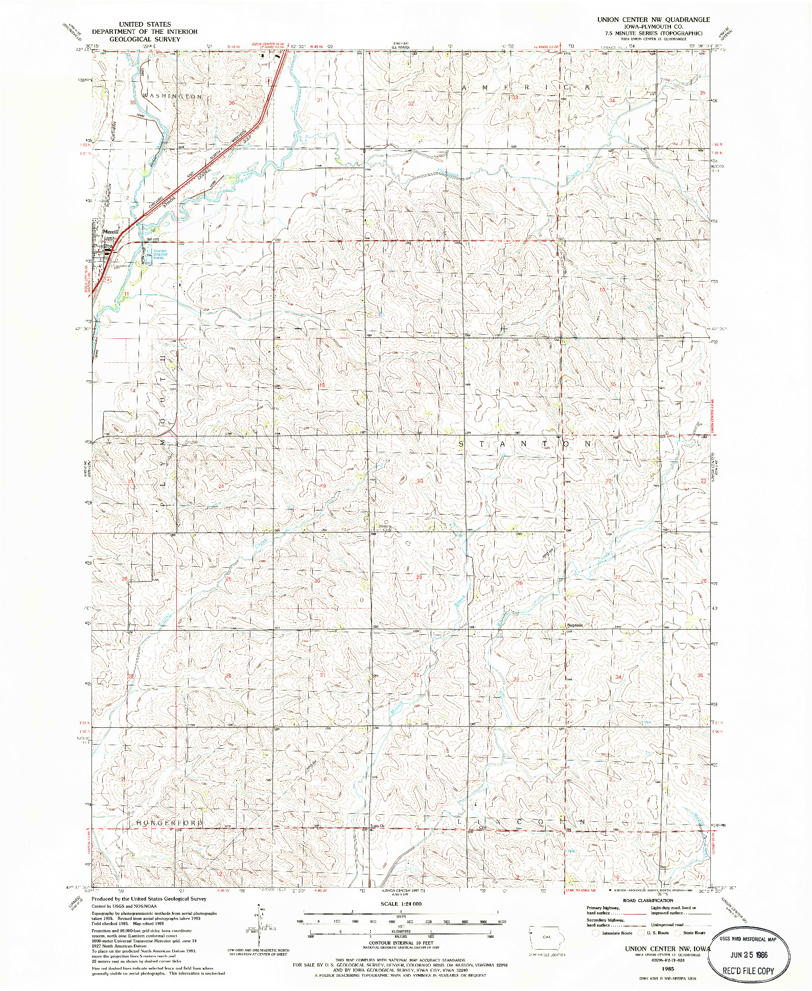 USGS 1:24000-SCALE QUADRANGLE FOR UNION CENTER NW, IA 1985