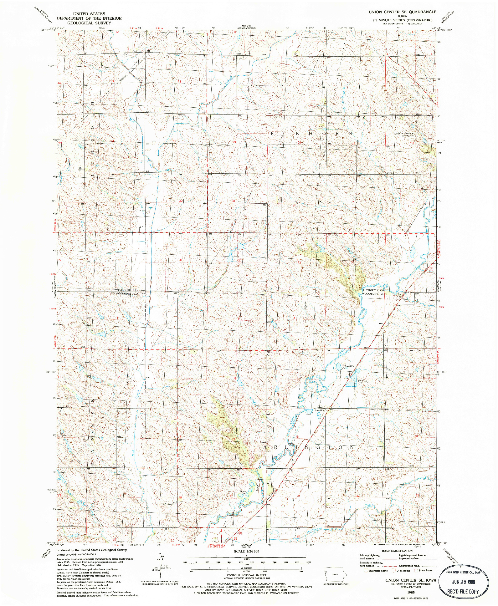 USGS 1:24000-SCALE QUADRANGLE FOR UNION CENTER SE, IA 1985