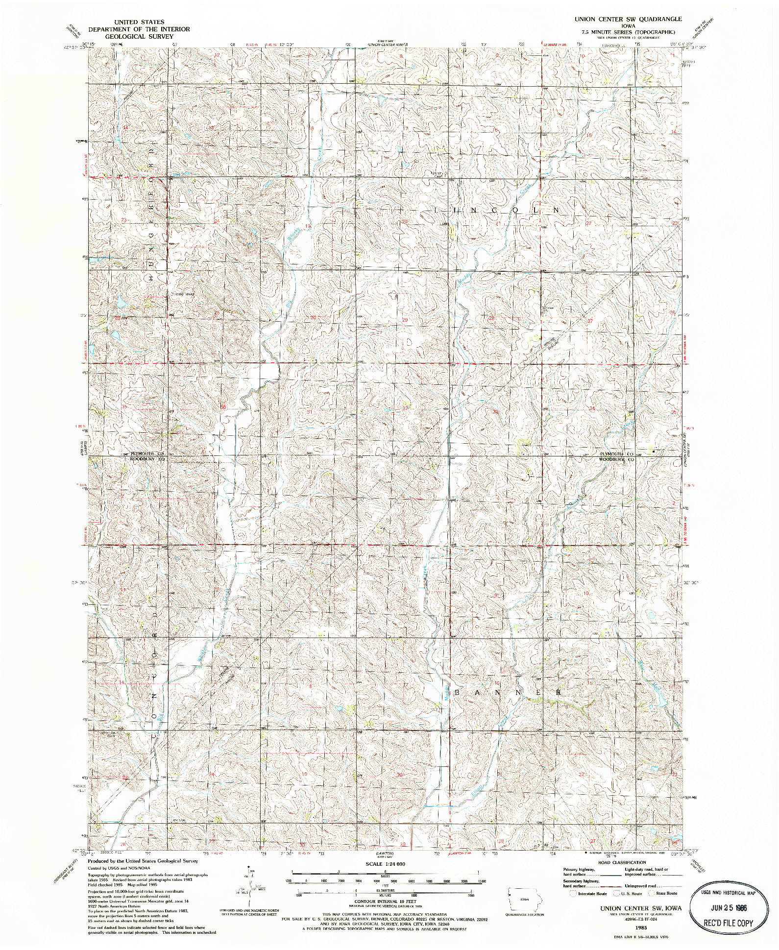USGS 1:24000-SCALE QUADRANGLE FOR UNION CENTER SW, IA 1985
