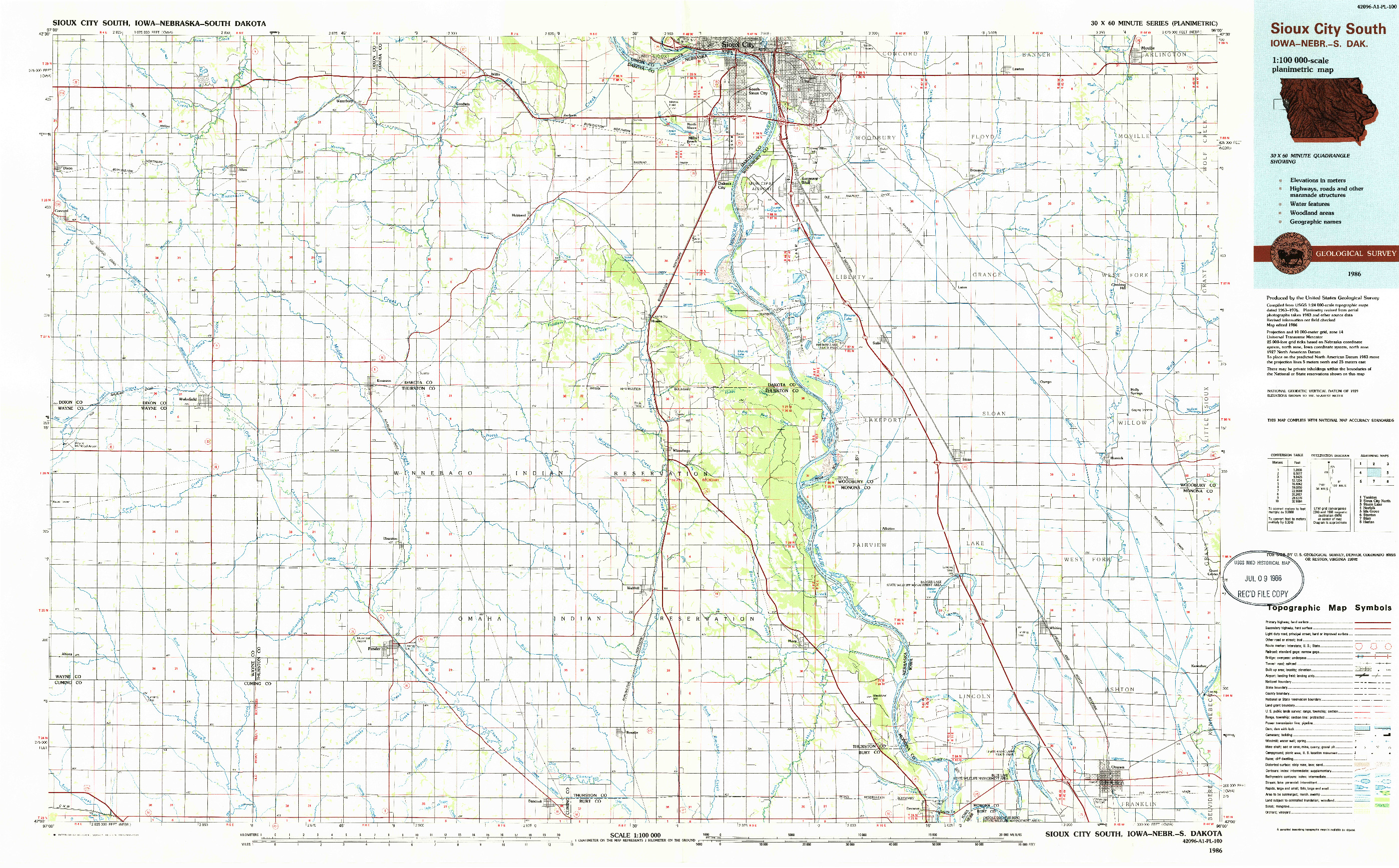 USGS 1:100000-SCALE QUADRANGLE FOR SIOUX CITY SOUTH, IA 1986