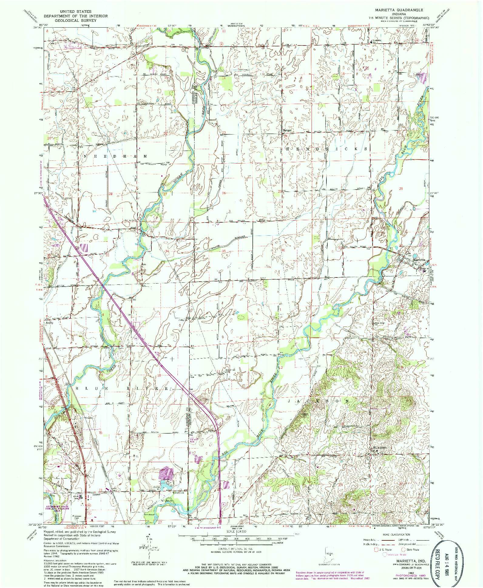 USGS 1:24000-SCALE QUADRANGLE FOR MARIETTA, IN 1962