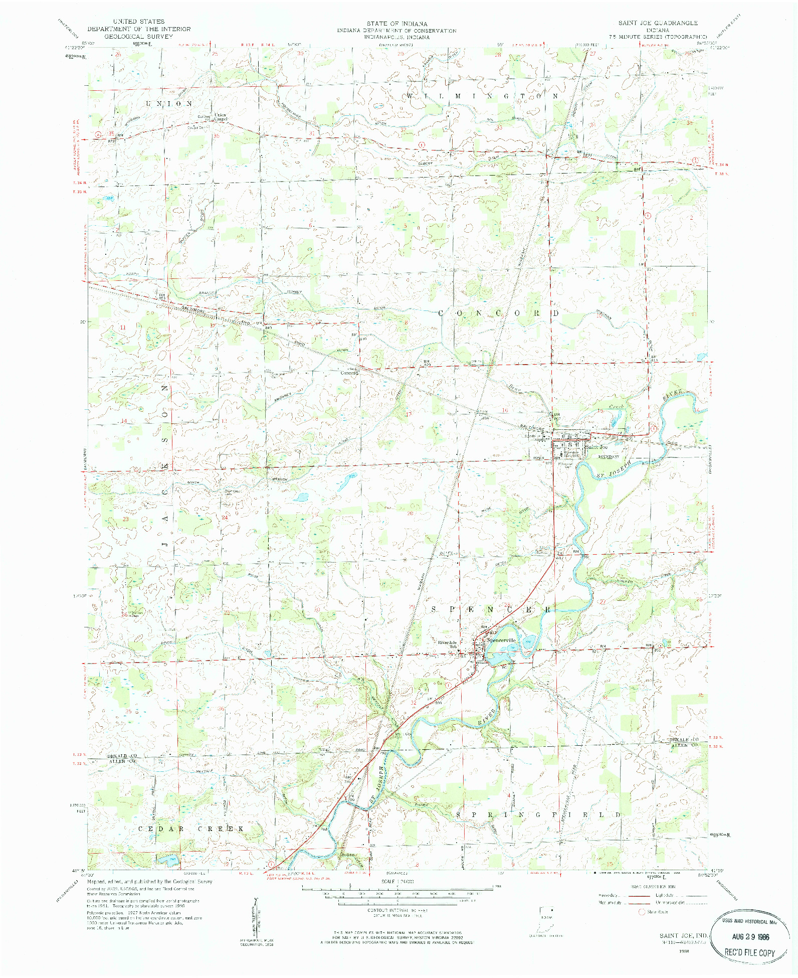 USGS 1:24000-SCALE QUADRANGLE FOR SAINT JOE, IN 1958