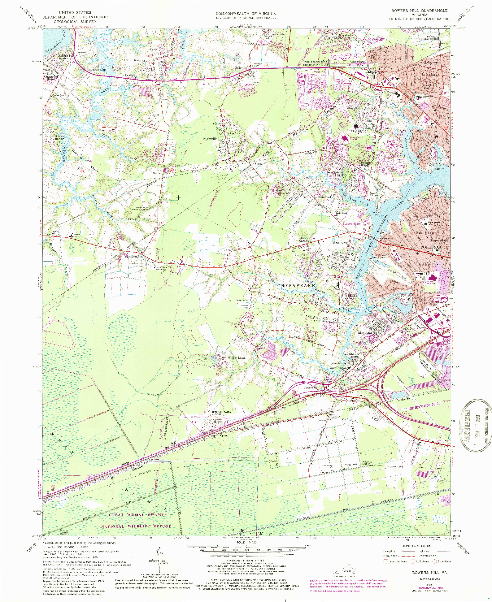 USGS 1:24000-SCALE QUADRANGLE FOR BOWERS HILL, VA 1965