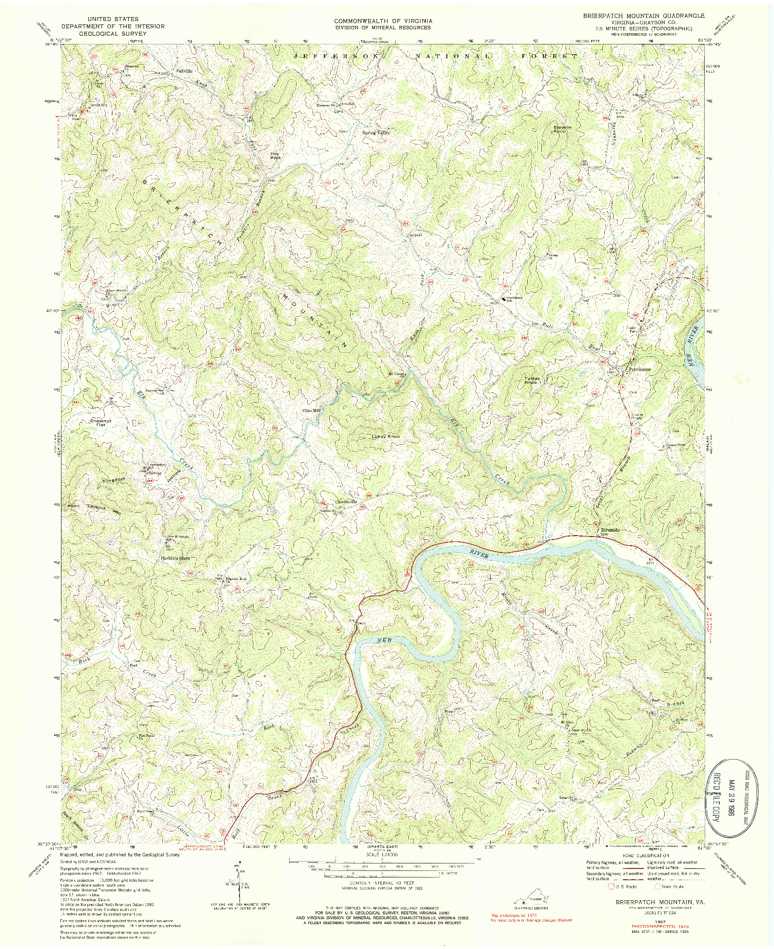 USGS 1:24000-SCALE QUADRANGLE FOR BRIERPATCH MOUNTAIN, VA 1967