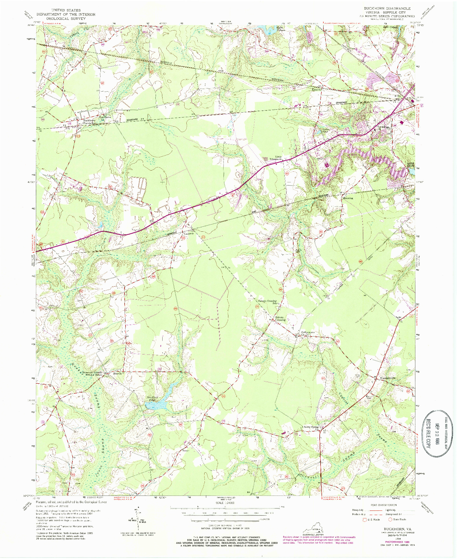 USGS 1:24000-SCALE QUADRANGLE FOR BUCKHORN, VA 1954