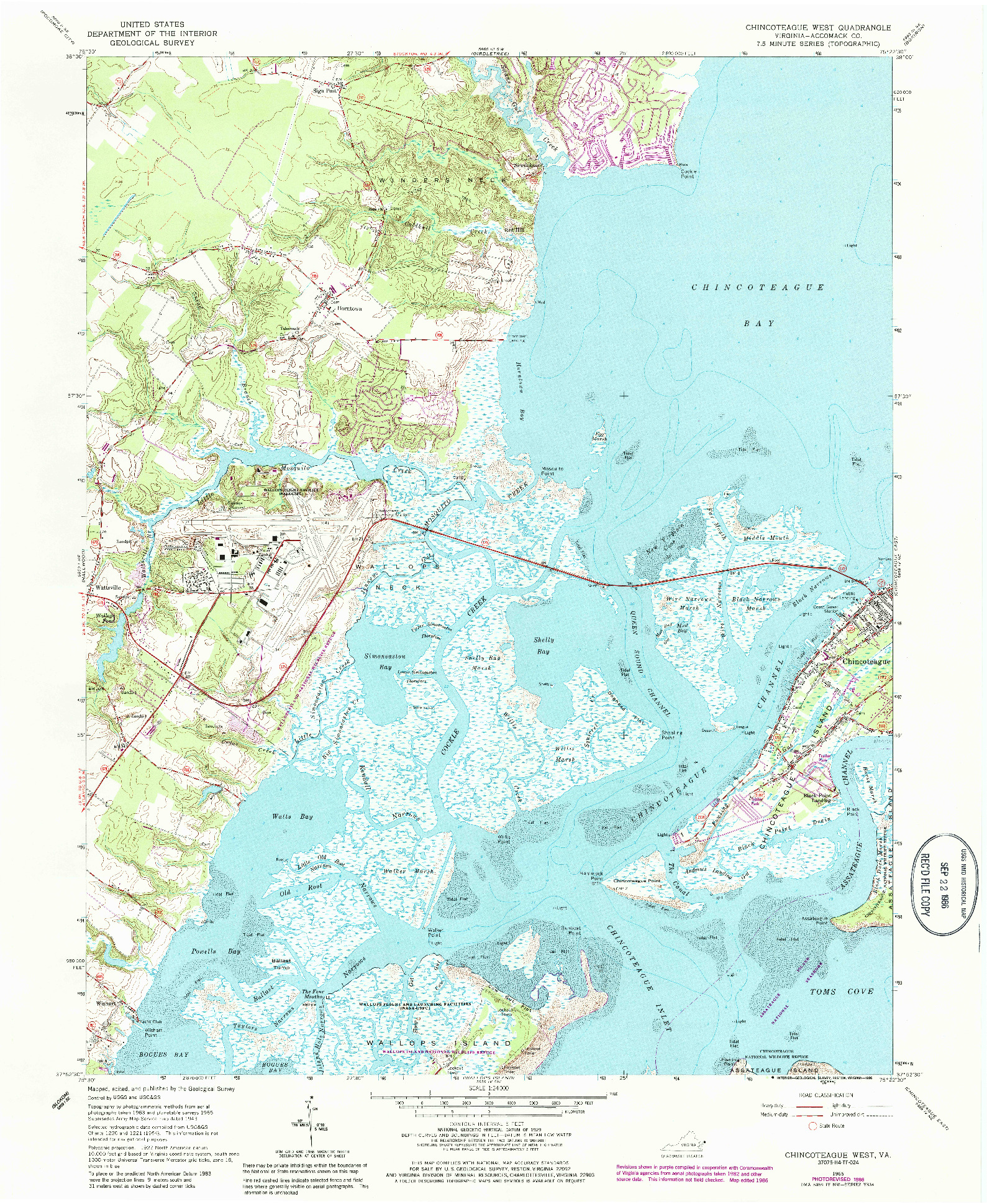 USGS 1:24000-SCALE QUADRANGLE FOR CHINCOTEAGUE WEST, VA 1965