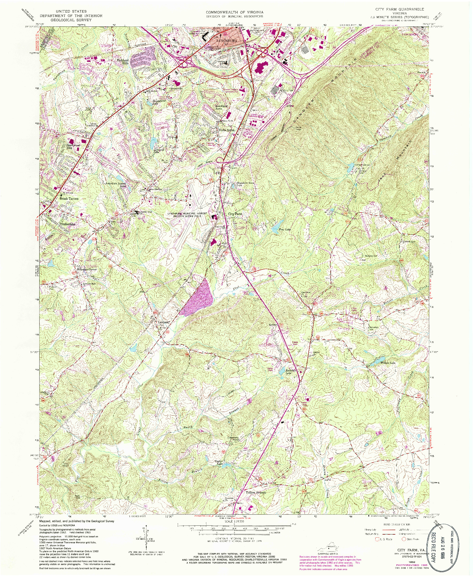 USGS 1:24000-SCALE QUADRANGLE FOR CITY FARM, VA 1963
