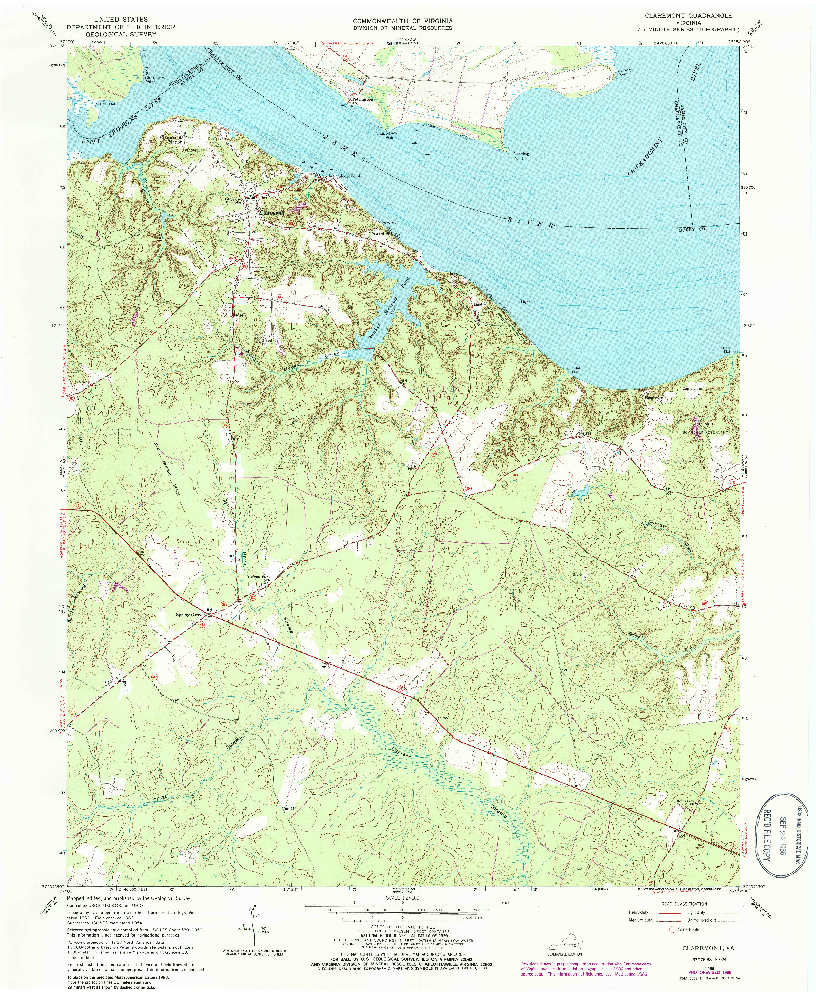 USGS 1:24000-SCALE QUADRANGLE FOR CLAREMONT, VA 1966