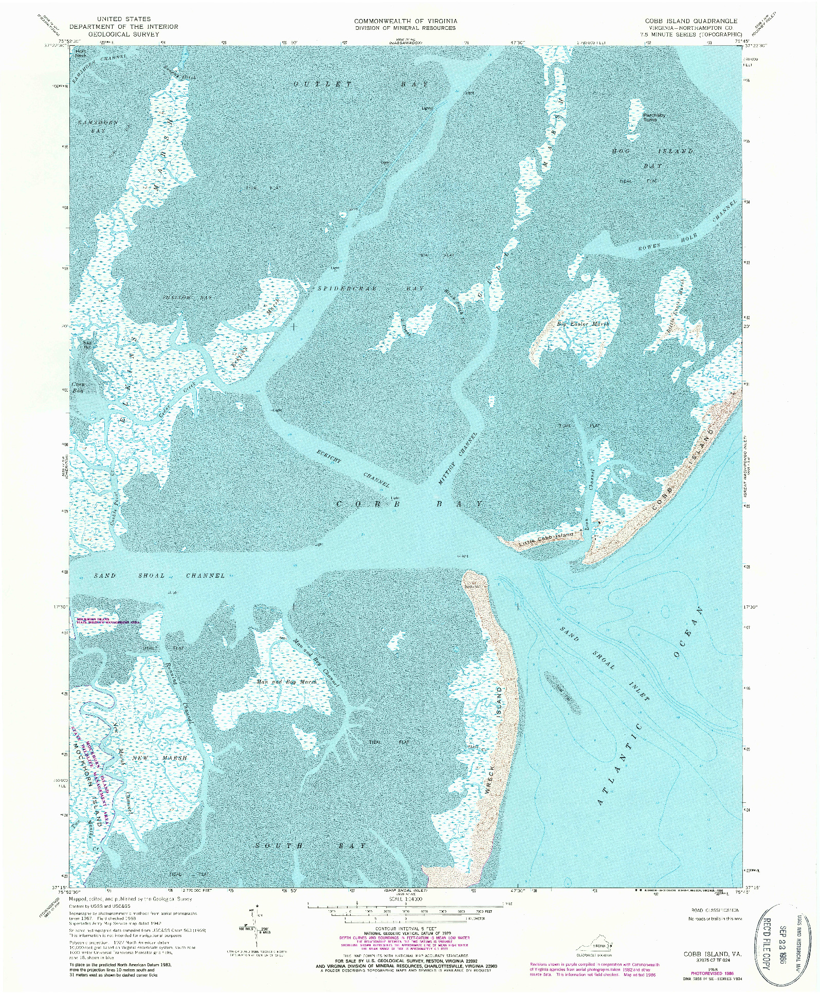 USGS 1:24000-SCALE QUADRANGLE FOR COBB ISLAND, VA 1968