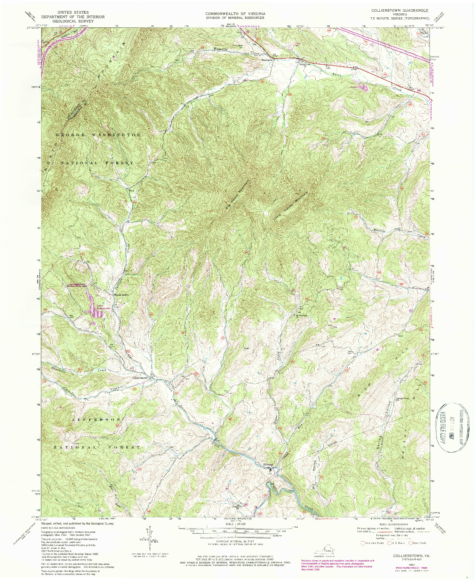 USGS 1:24000-SCALE QUADRANGLE FOR COLLIERSTOWN, VA 1967