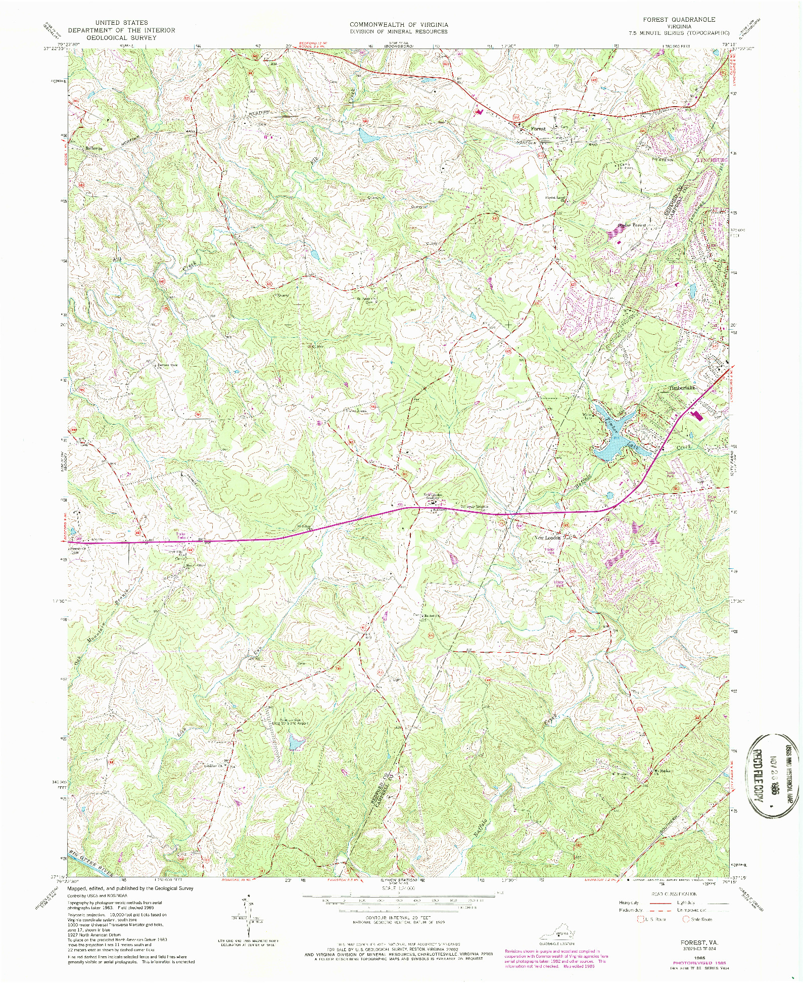 USGS 1:24000-SCALE QUADRANGLE FOR FOREST, VA 1965