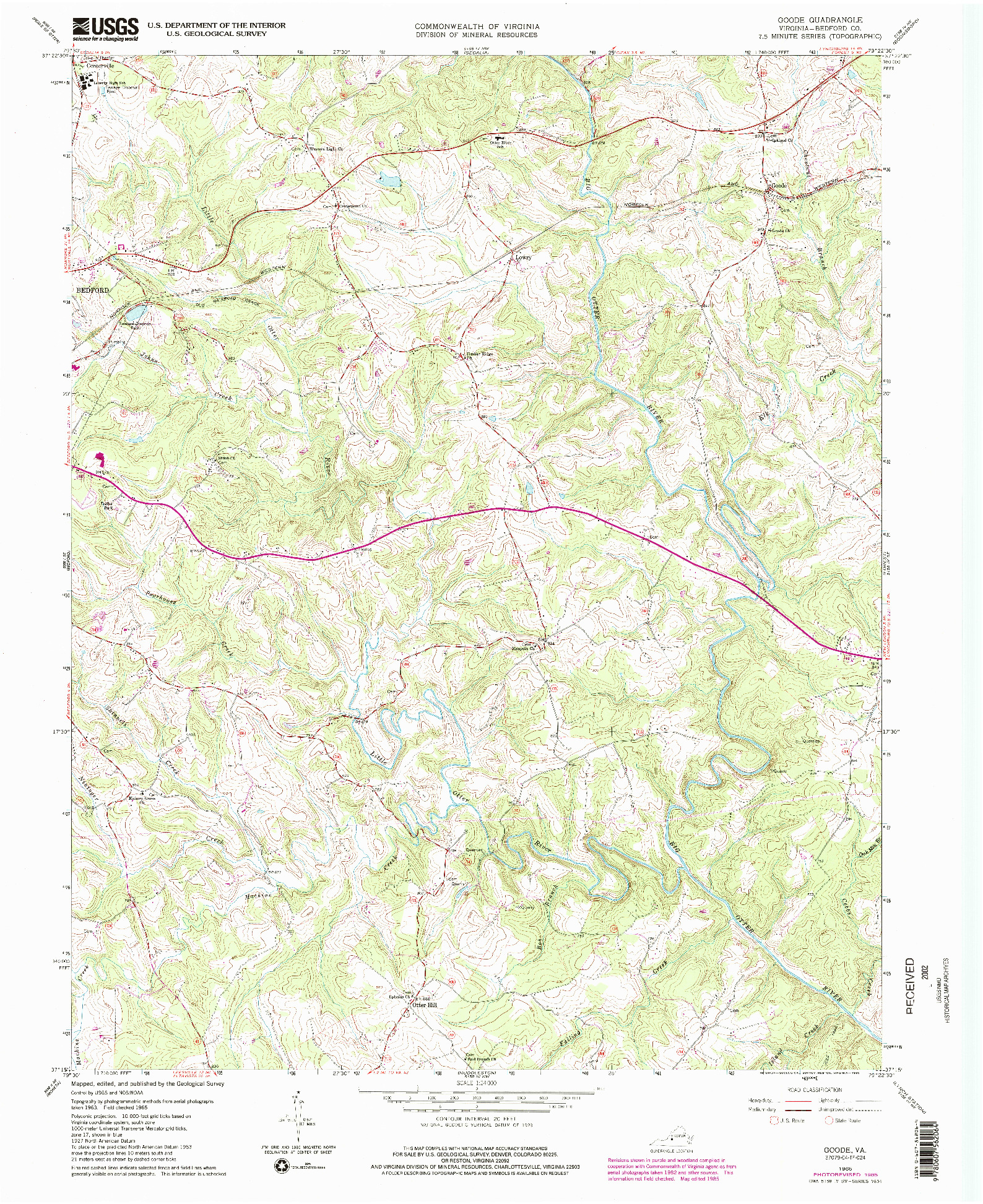 USGS 1:24000-SCALE QUADRANGLE FOR GOODE, VA 1965