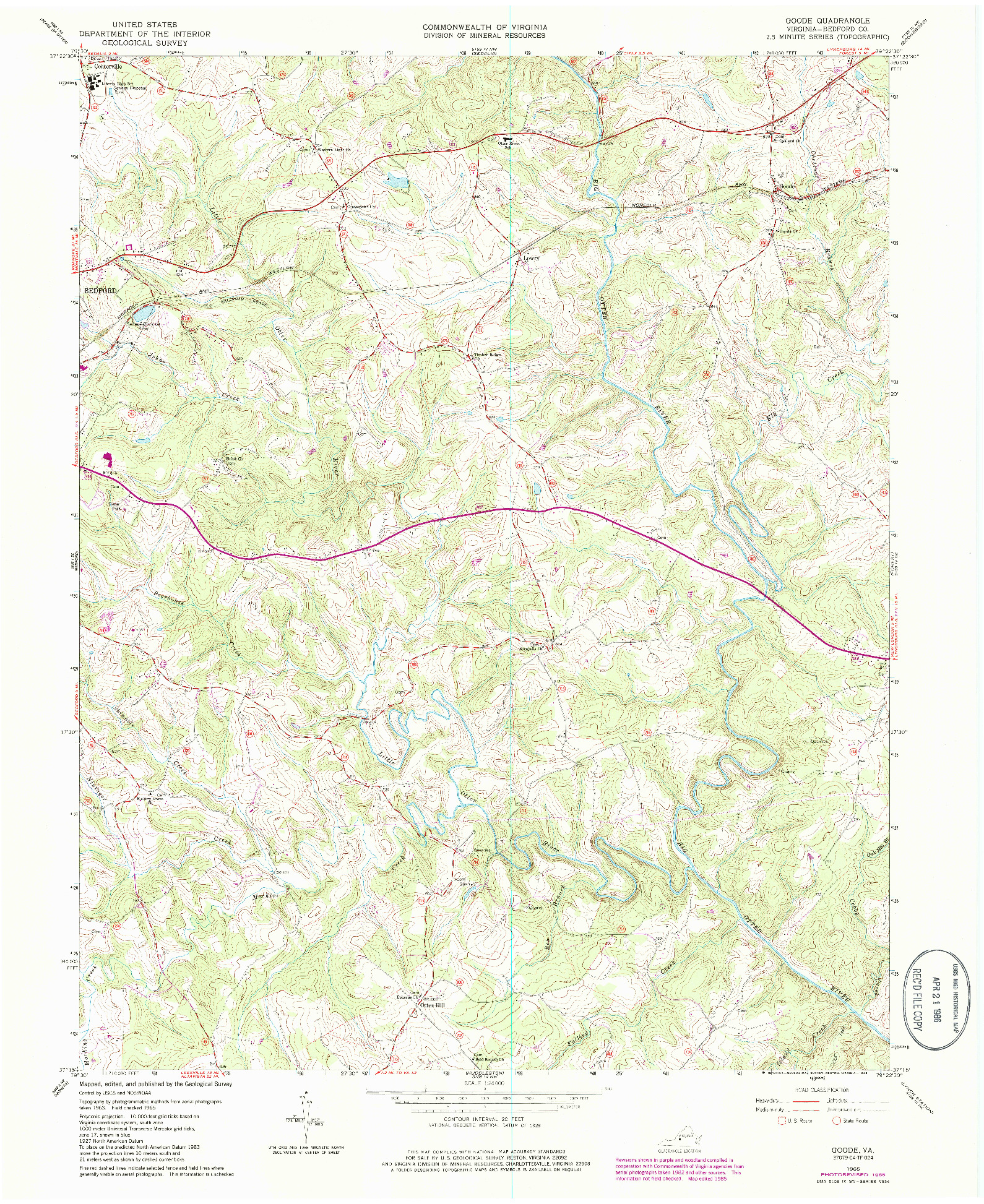 USGS 1:24000-SCALE QUADRANGLE FOR GOODE, VA 1965