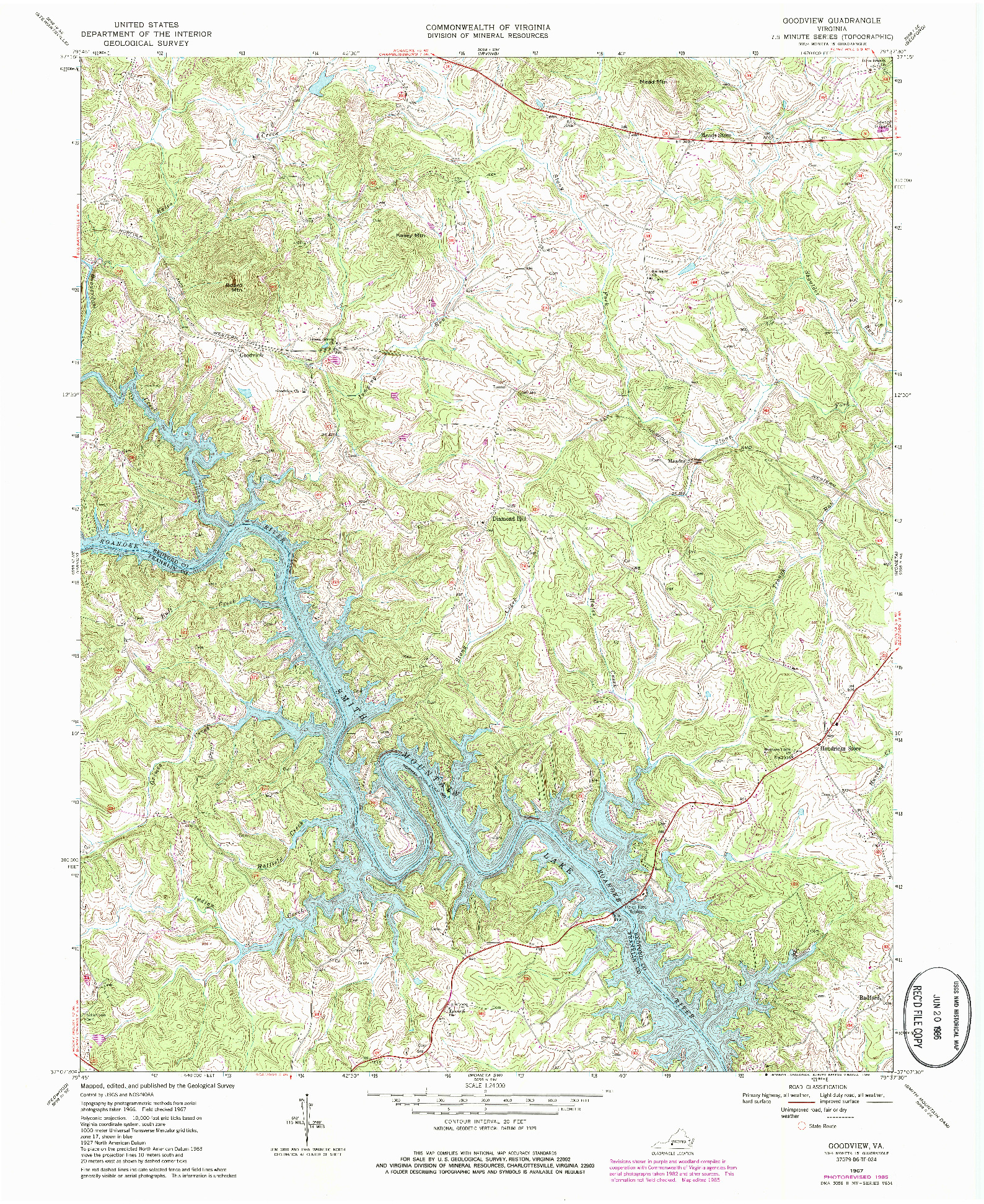 USGS 1:24000-SCALE QUADRANGLE FOR GOODVIEW, VA 1967