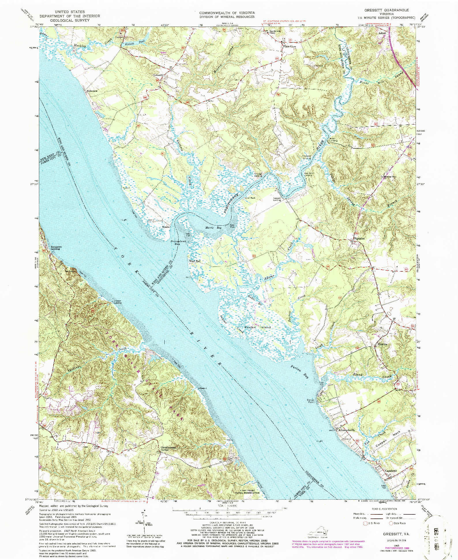 USGS 1:24000-SCALE QUADRANGLE FOR GRESSITT, VA 1965