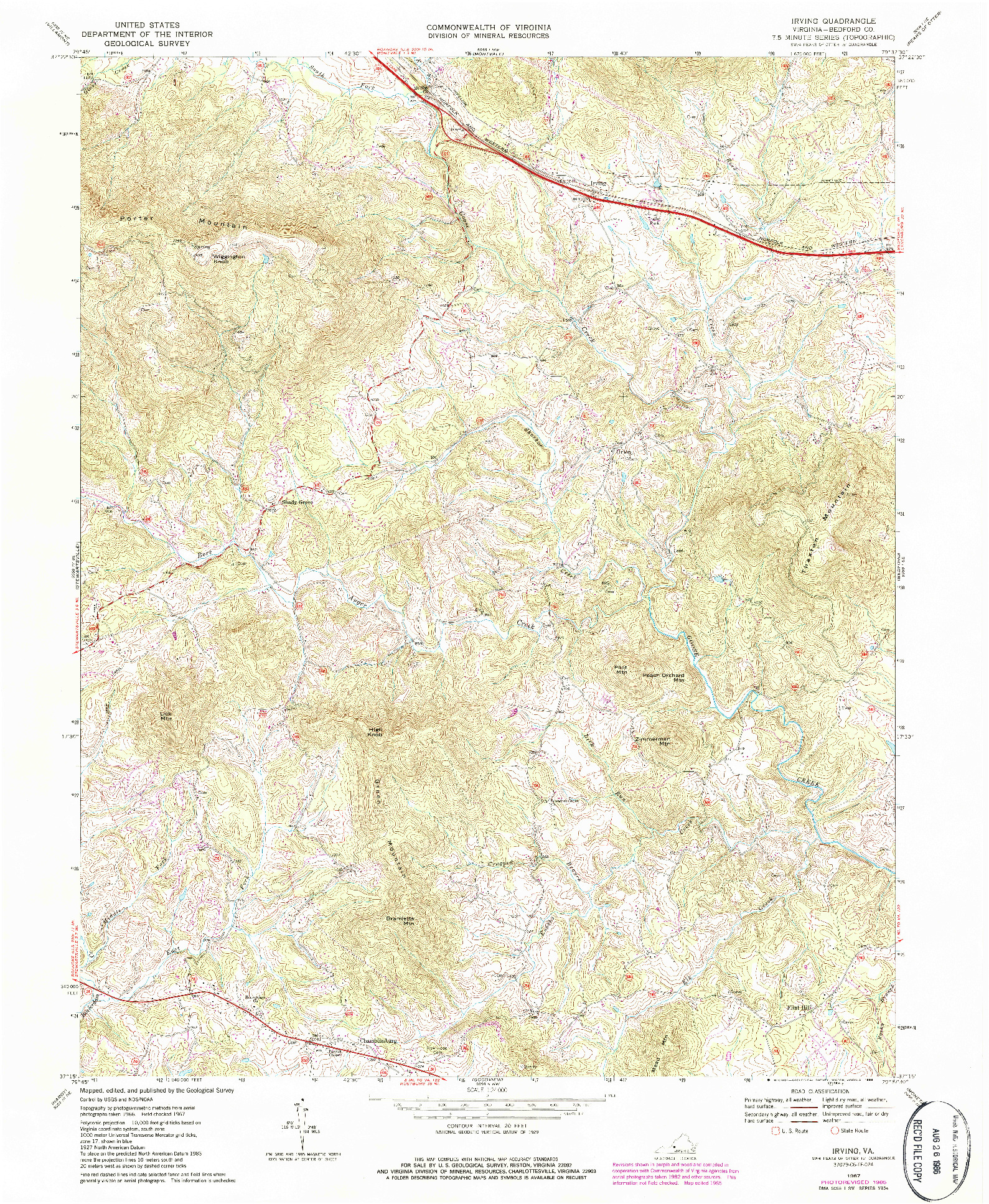 USGS 1:24000-SCALE QUADRANGLE FOR IRVING, VA 1967