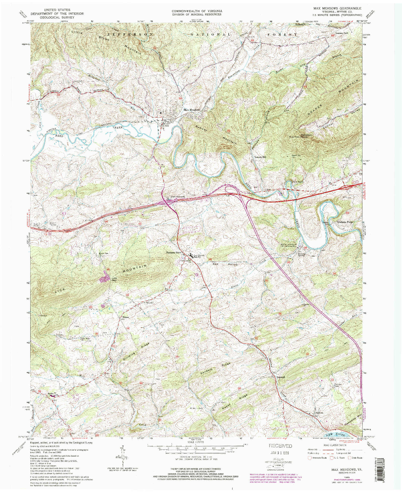 USGS 1:24000-SCALE QUADRANGLE FOR MAX MEADOWS, VA 1965