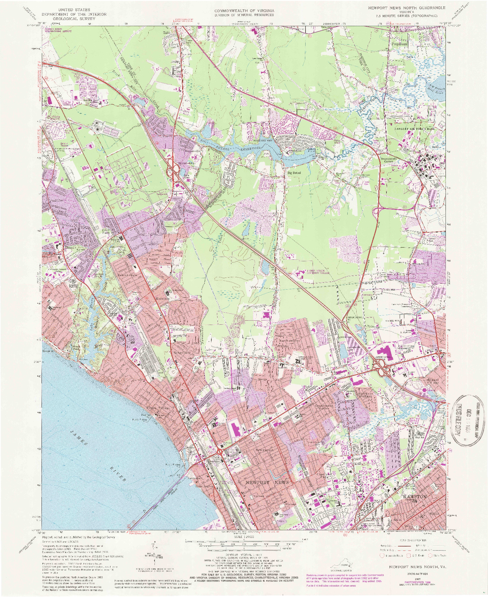 USGS 1:24000-SCALE QUADRANGLE FOR NEWPORT NEWS NORTH, VA 1965