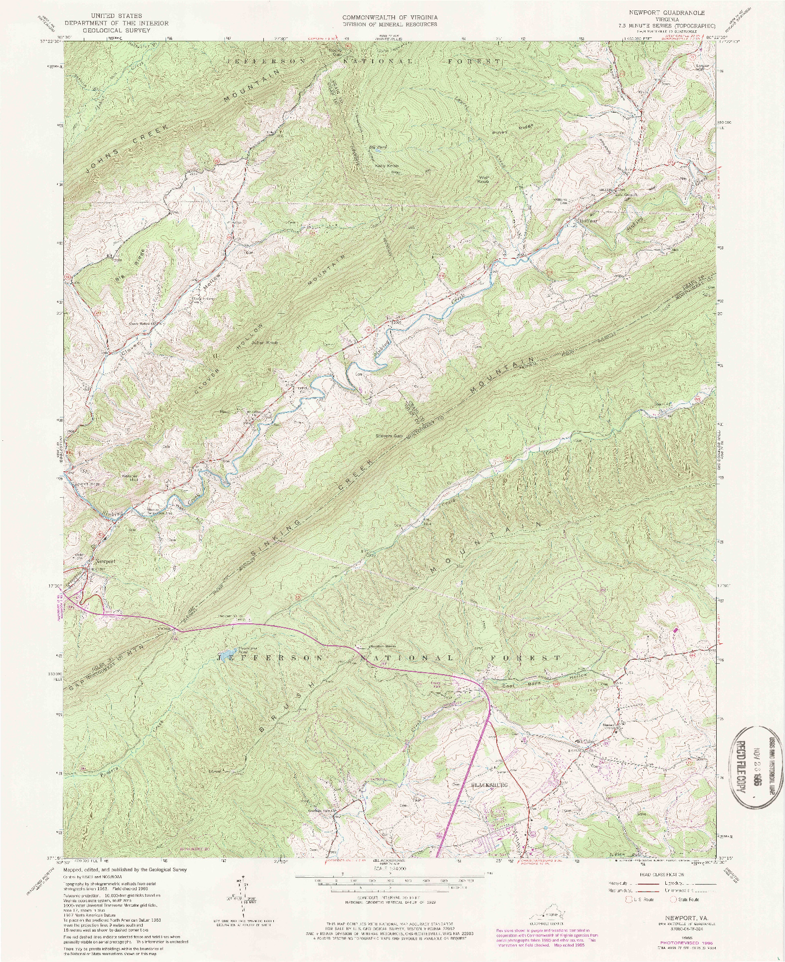 USGS 1:24000-SCALE QUADRANGLE FOR NEWPORT, VA 1965