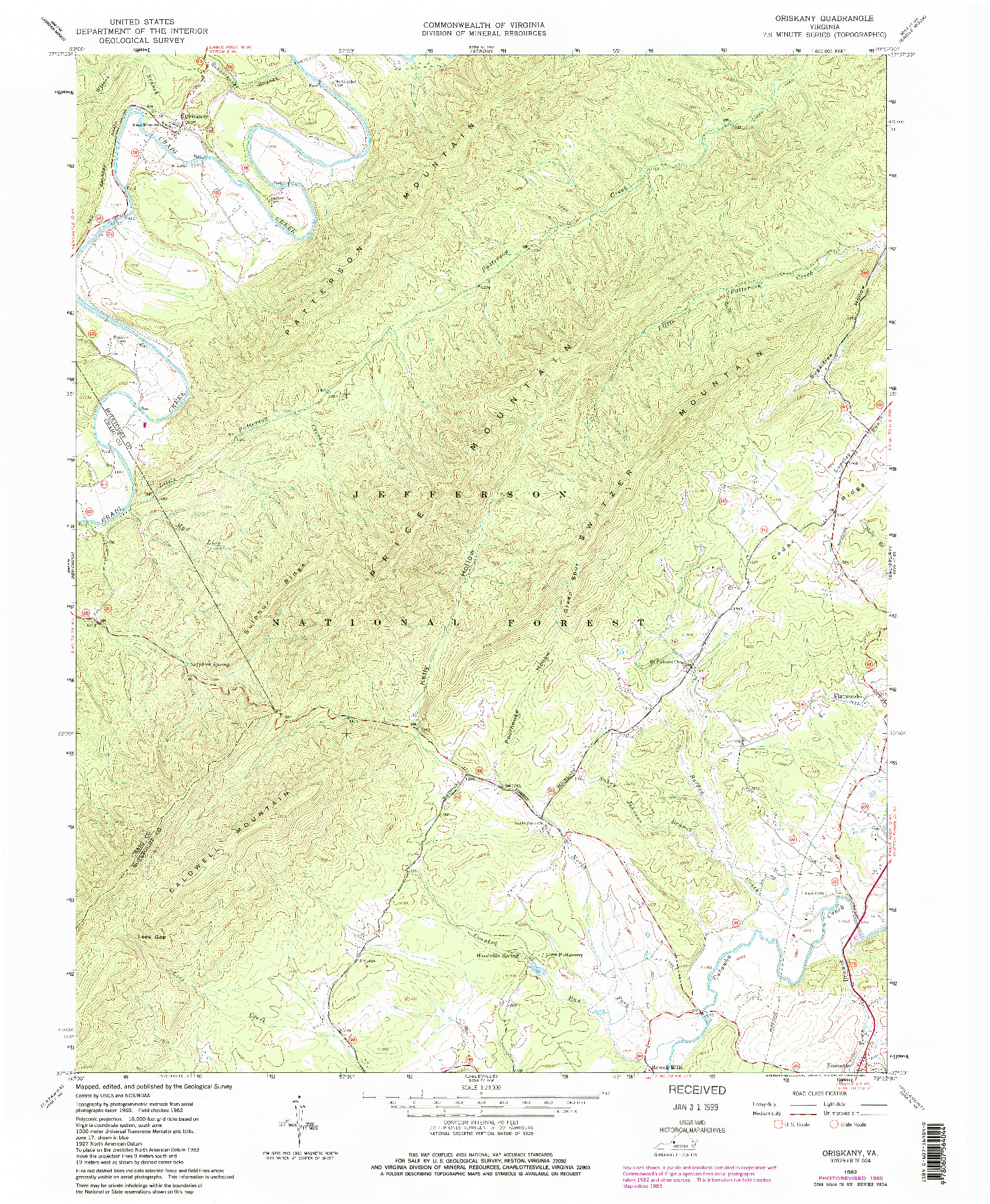 USGS 1:24000-SCALE QUADRANGLE FOR ORISKANY, VA 1962