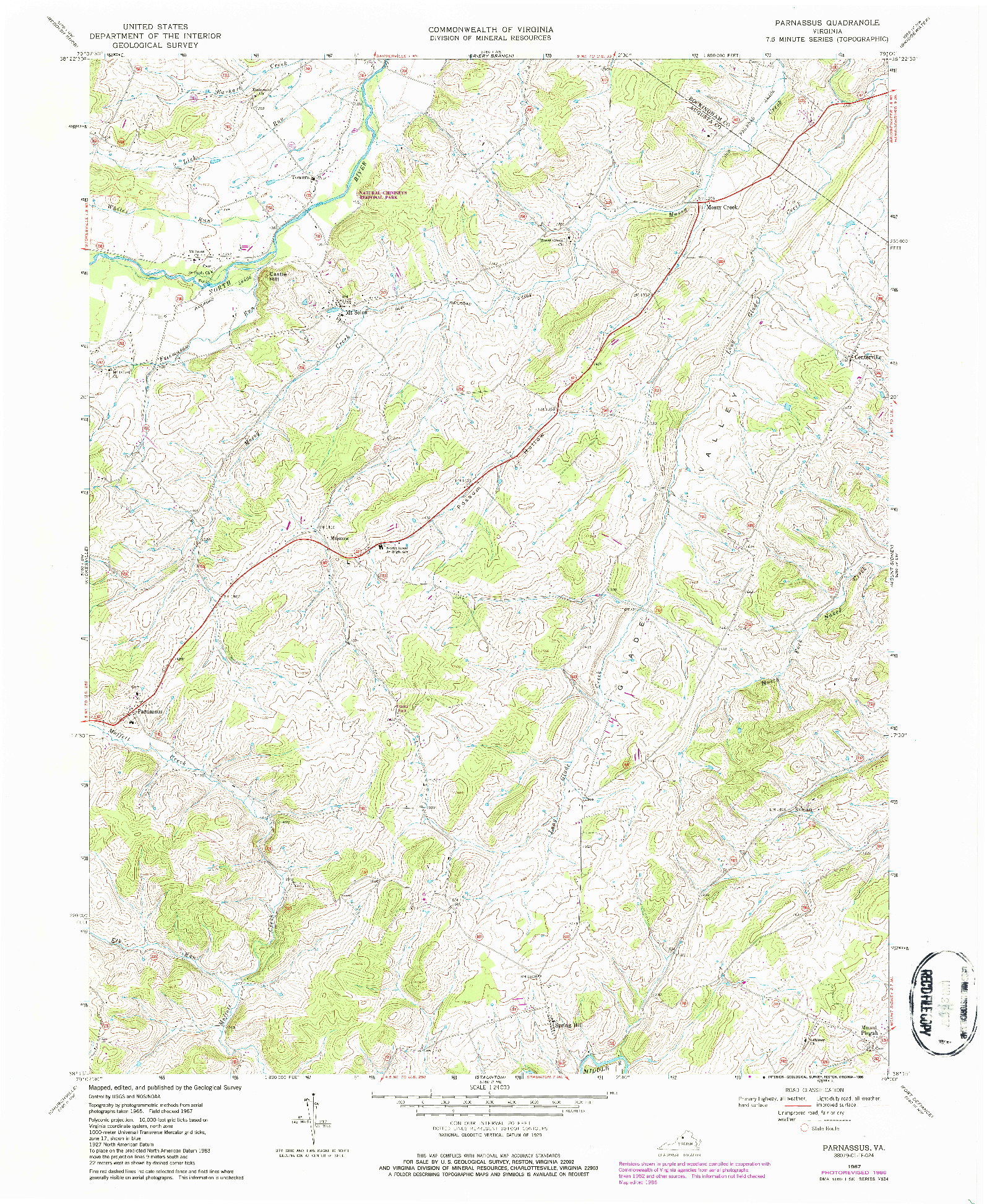 USGS 1:24000-SCALE QUADRANGLE FOR PARNASSUS, VA 1967