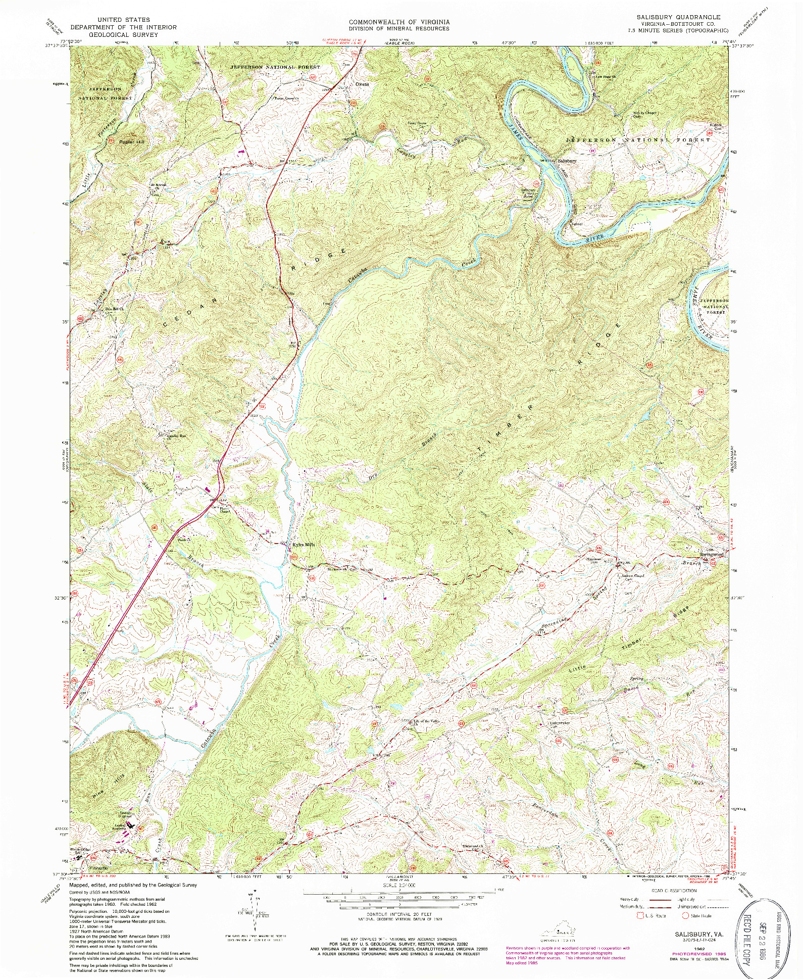 USGS 1:24000-SCALE QUADRANGLE FOR SALISBURY, VA 1962