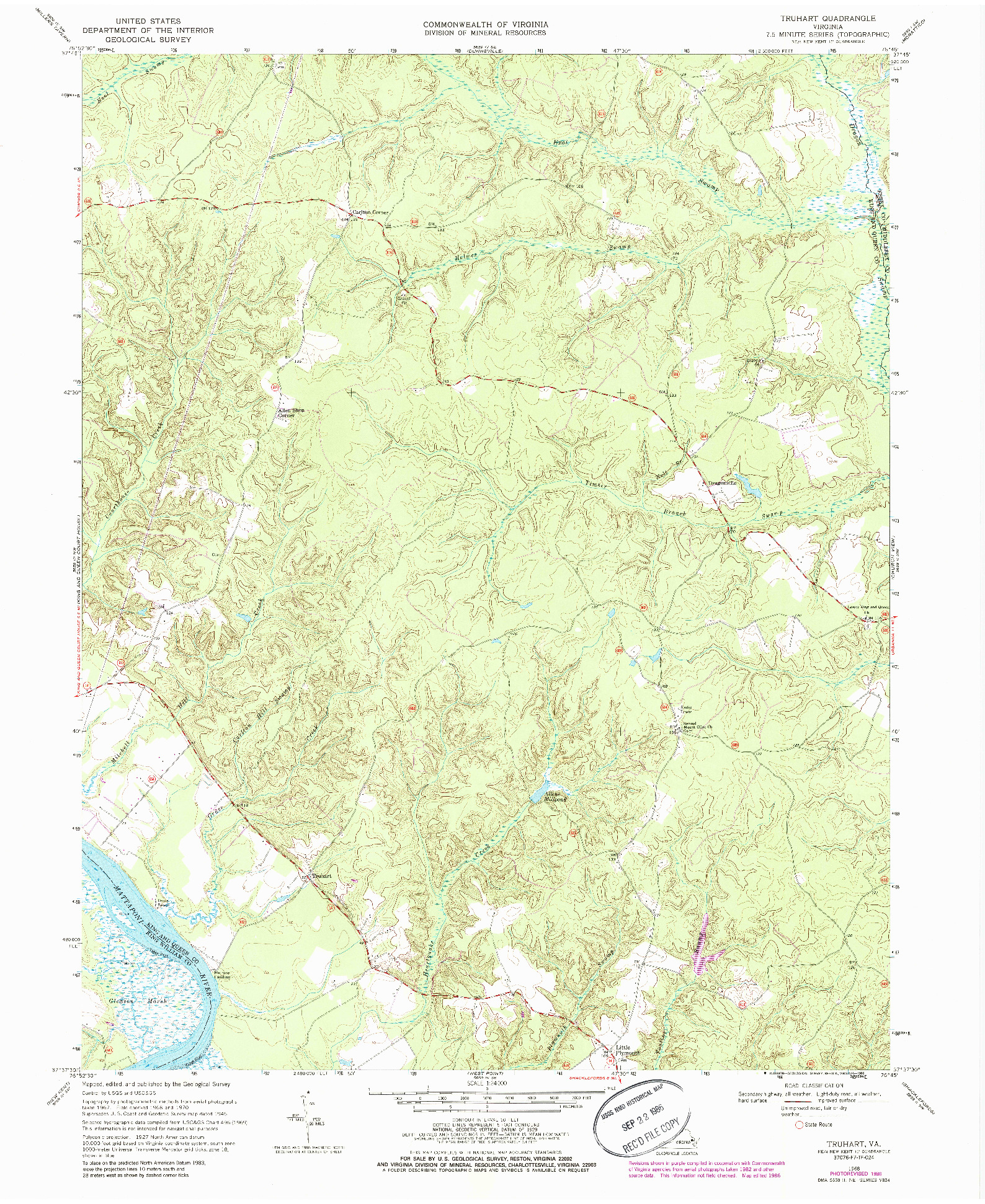 USGS 1:24000-SCALE QUADRANGLE FOR TRUHART, VA 1968