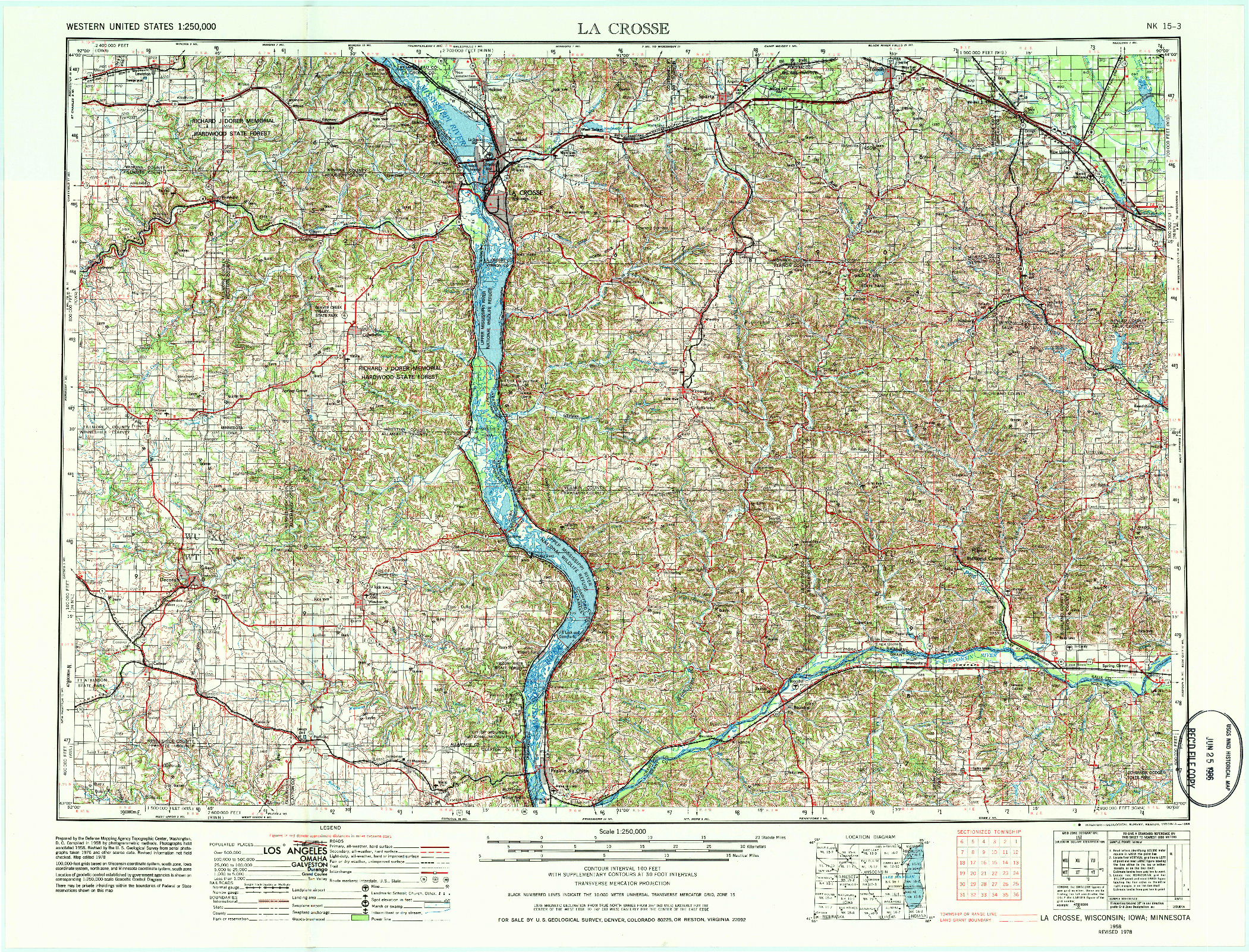 USGS 1:250000-SCALE QUADRANGLE FOR LA CROSSE, WI 1958