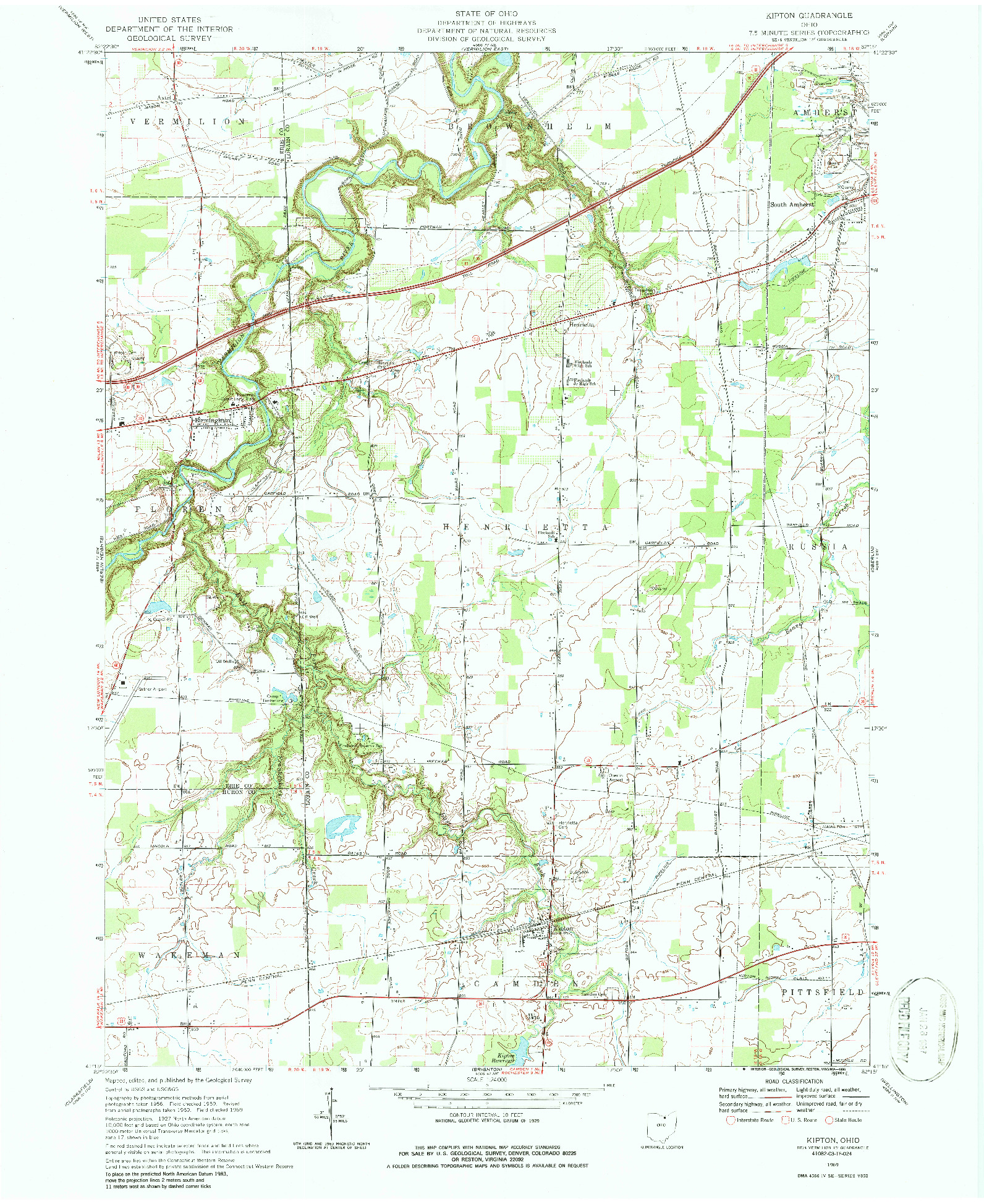 USGS 1:24000-SCALE QUADRANGLE FOR KIPTON, OH 1969
