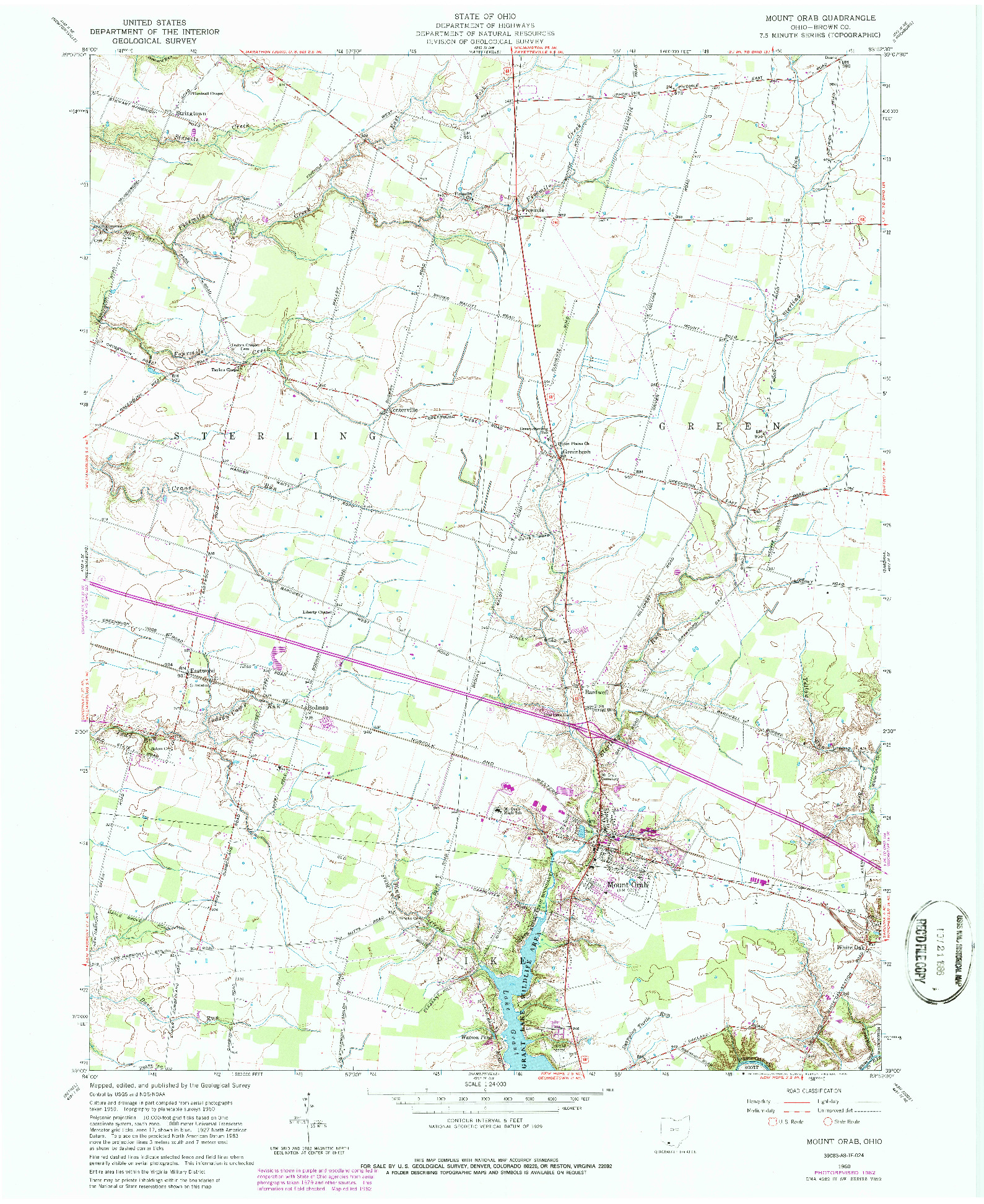 USGS 1:24000-SCALE QUADRANGLE FOR MOUNT ORAB, OH 1960