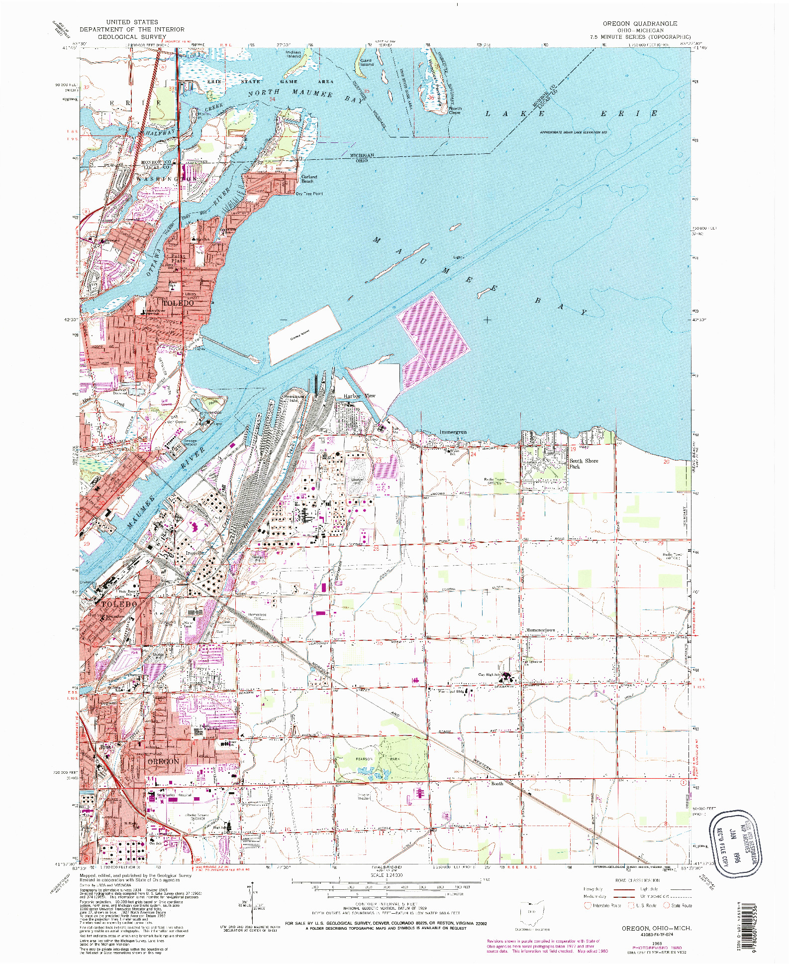 USGS 1:24000-SCALE QUADRANGLE FOR OREGON, OH 1965