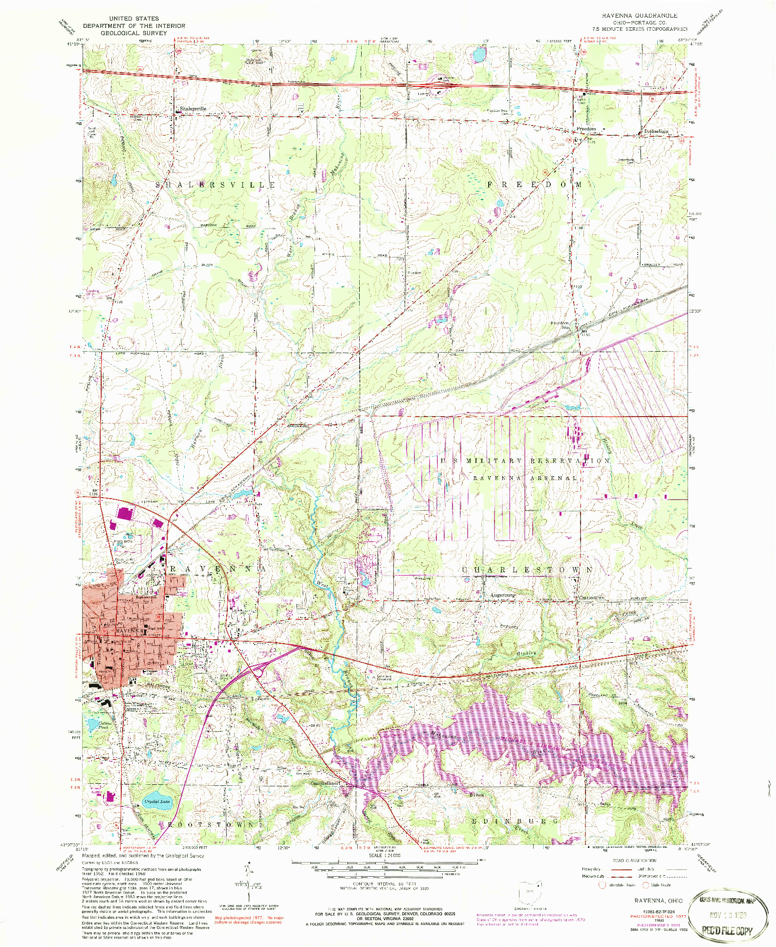 USGS 1:24000-SCALE QUADRANGLE FOR RAVENNA, OH 1960