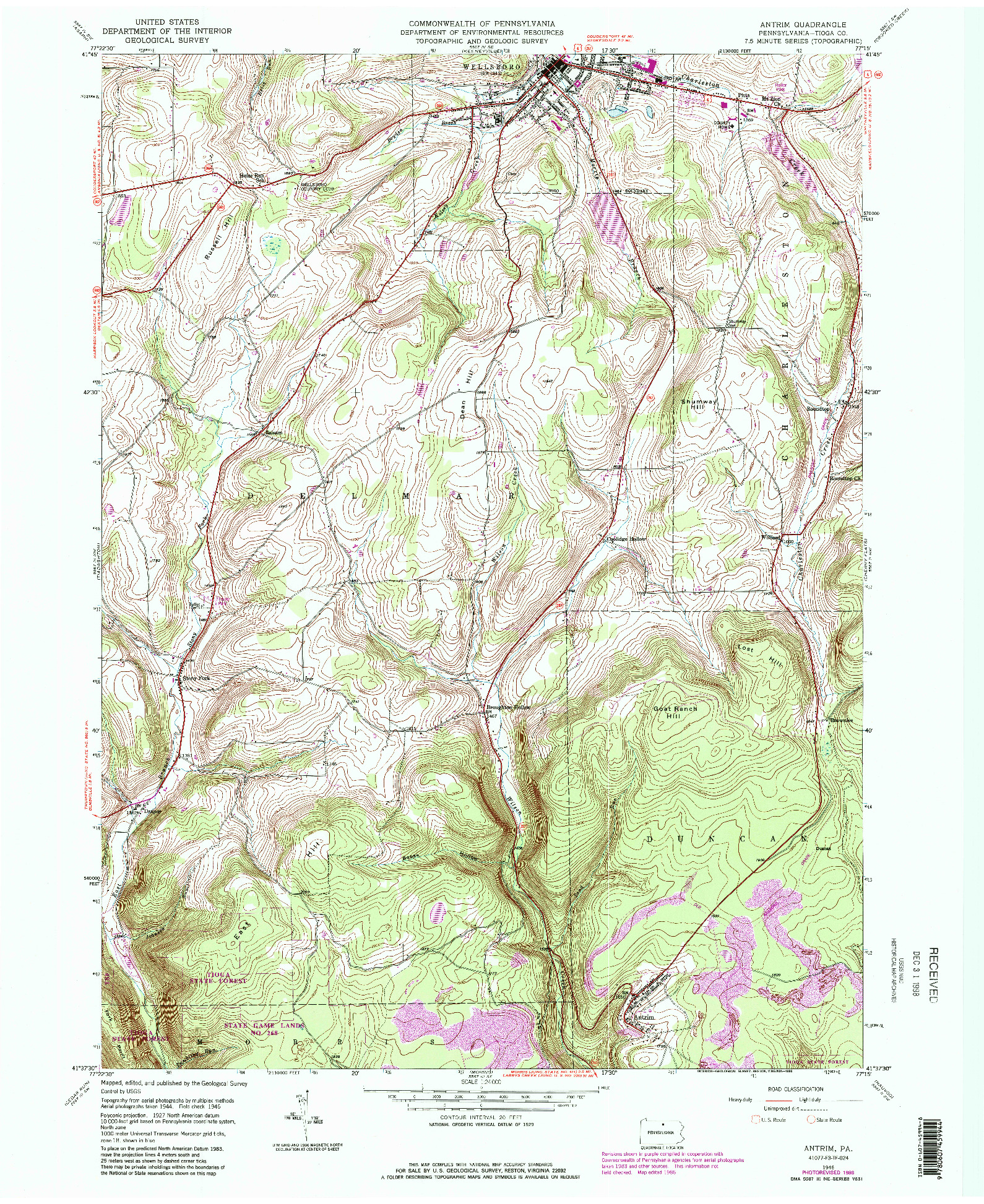 USGS 1:24000-SCALE QUADRANGLE FOR ANTRIM, PA 1946