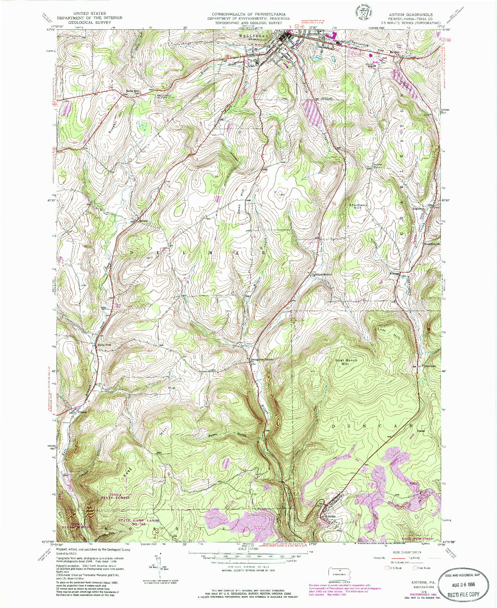 USGS 1:24000-SCALE QUADRANGLE FOR ANTRIM, PA 1946