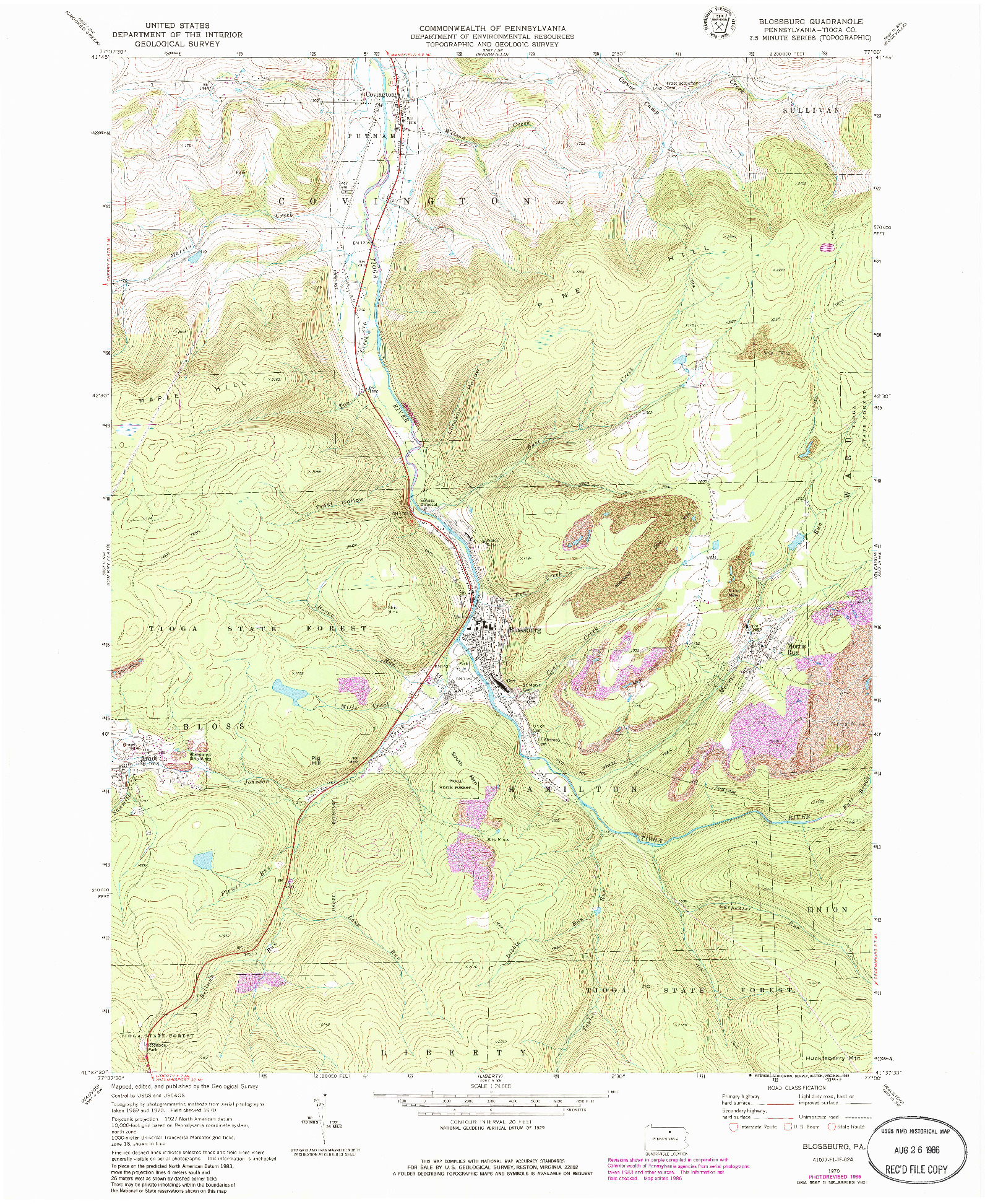 USGS 1:24000-SCALE QUADRANGLE FOR BLOSSBURG, PA 1970