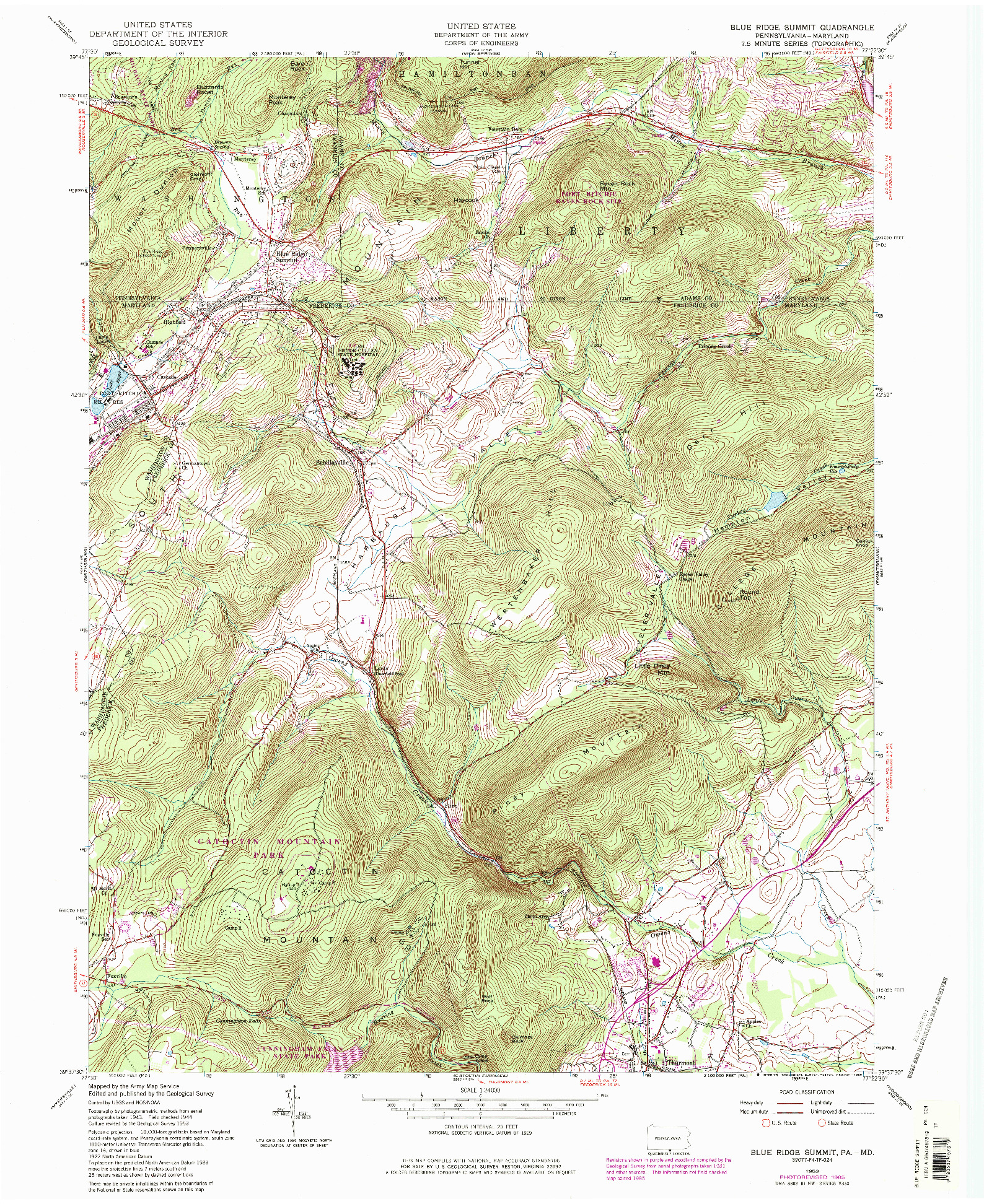 USGS 1:24000-SCALE QUADRANGLE FOR BLUE RIDGE SUMMIT, PA 1953