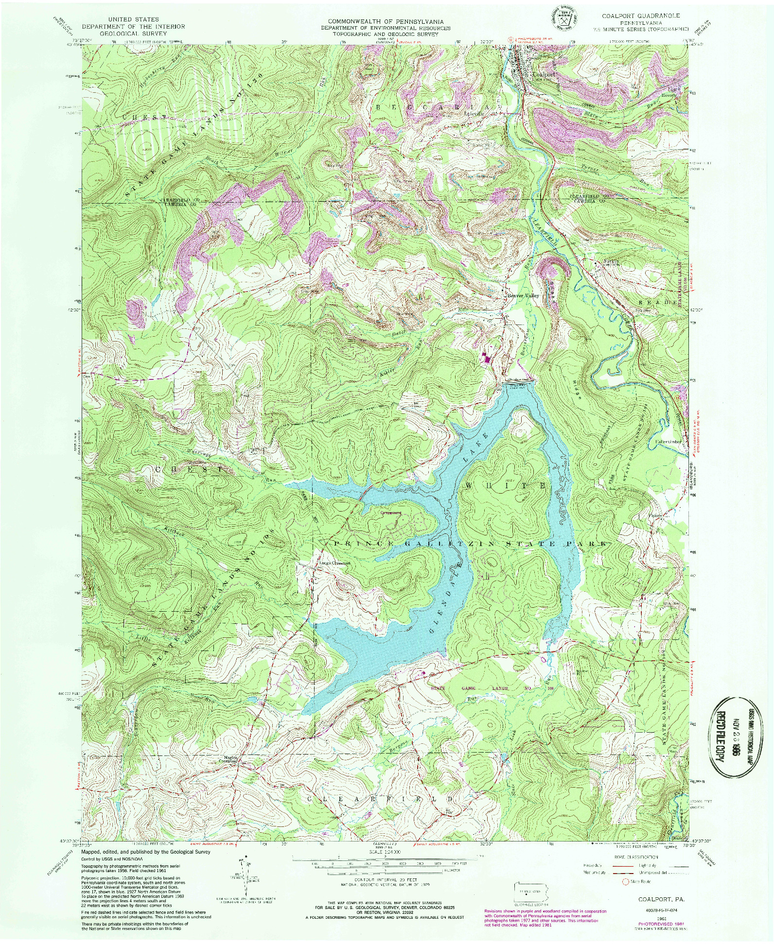 USGS 1:24000-SCALE QUADRANGLE FOR COALPORT, PA 1961