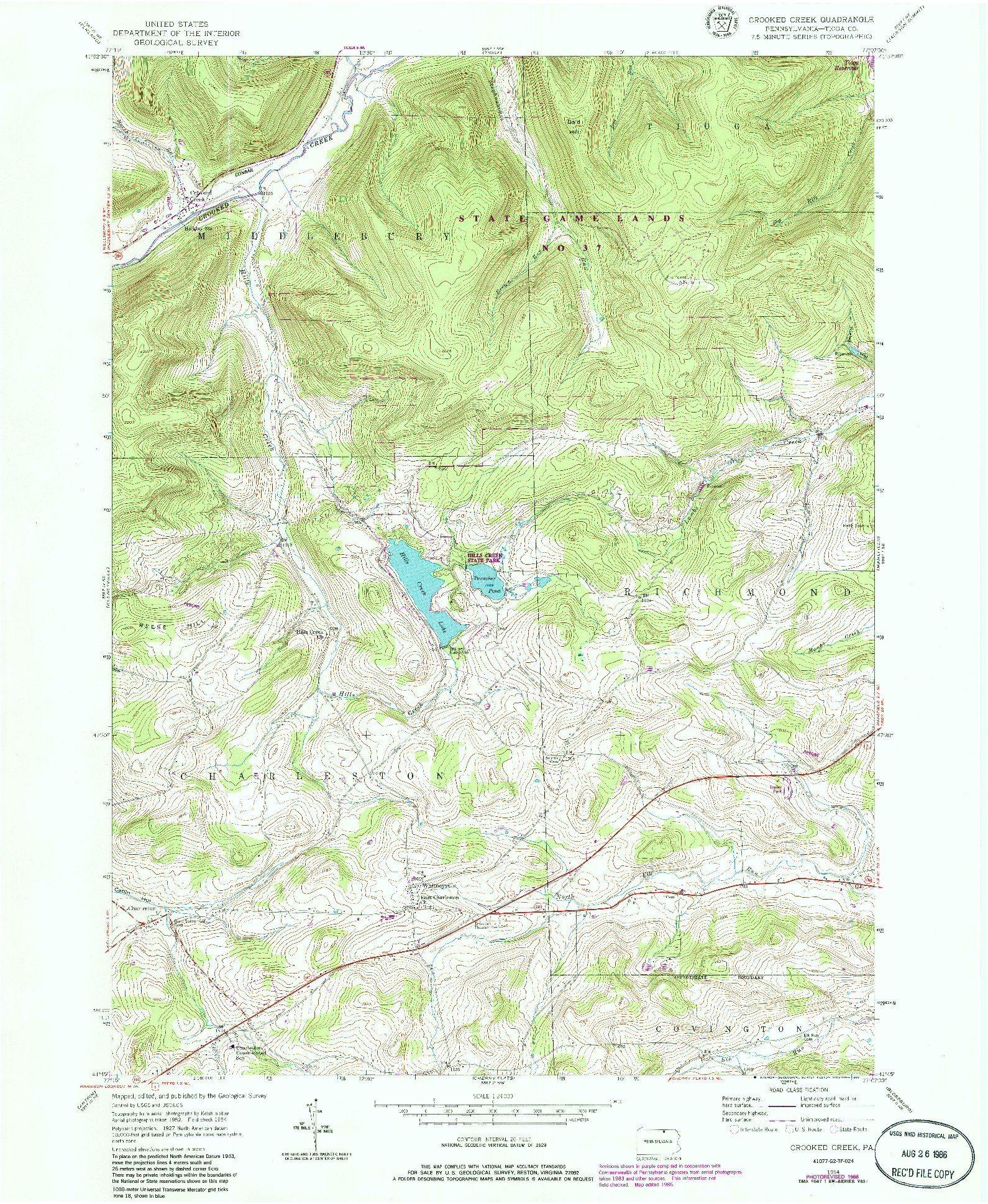 USGS 1:24000-SCALE QUADRANGLE FOR CROOKED CREEK, PA 1954